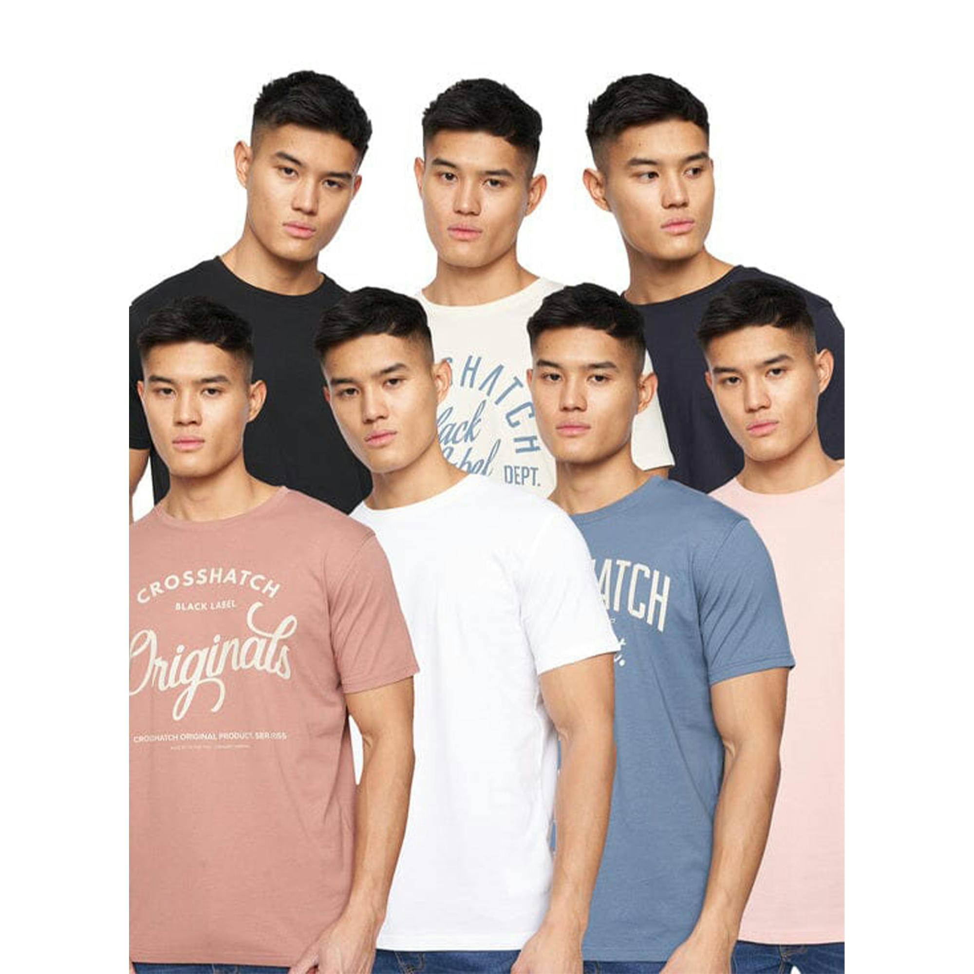 Crosshatch Men's Rapmoore Assorted Designs T-Shirt (Pack Of 7) - Multicoloured - L - Multicoloured - 100% Cotton