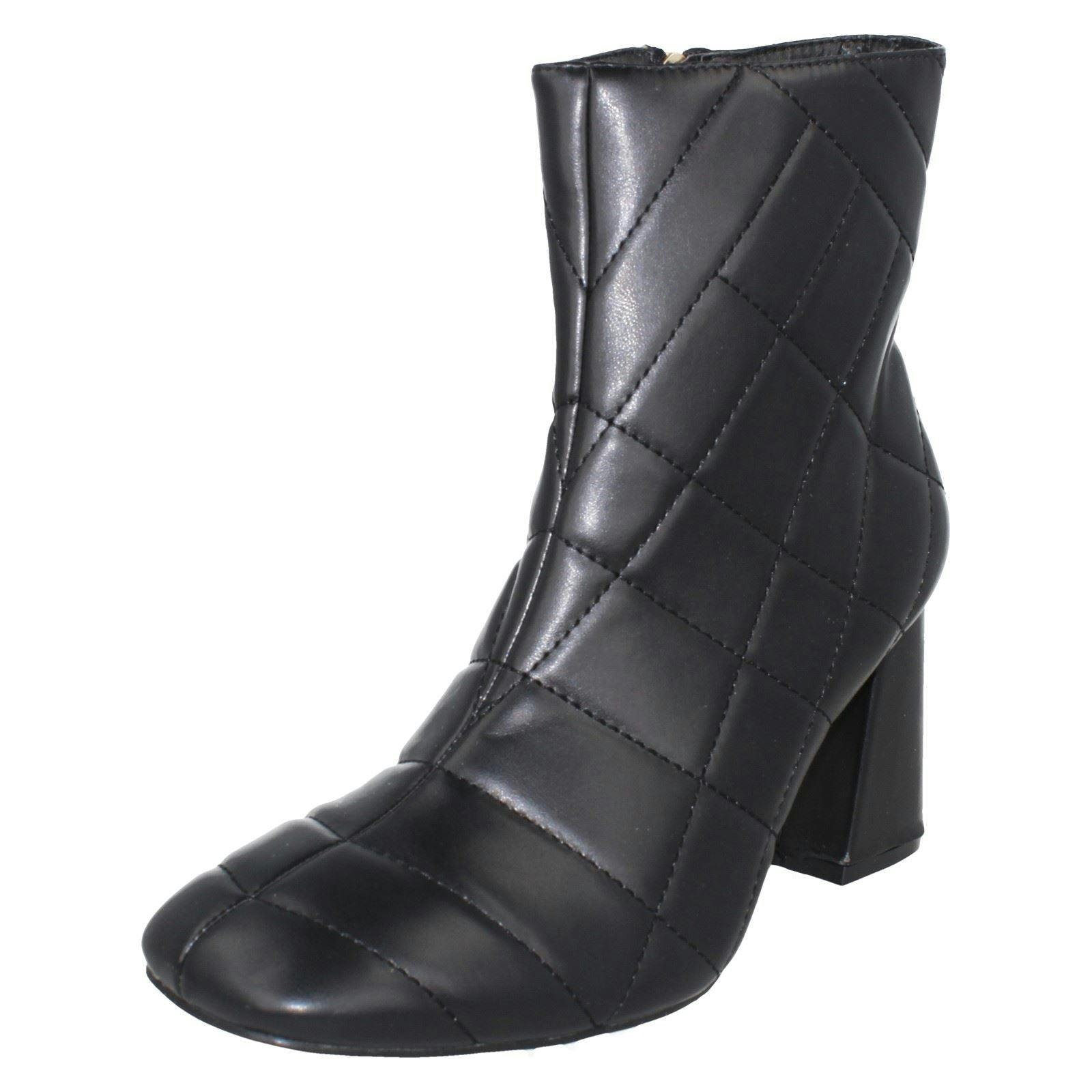 Spot On Women's Black Block Heel Ankle Boots - Uk 3