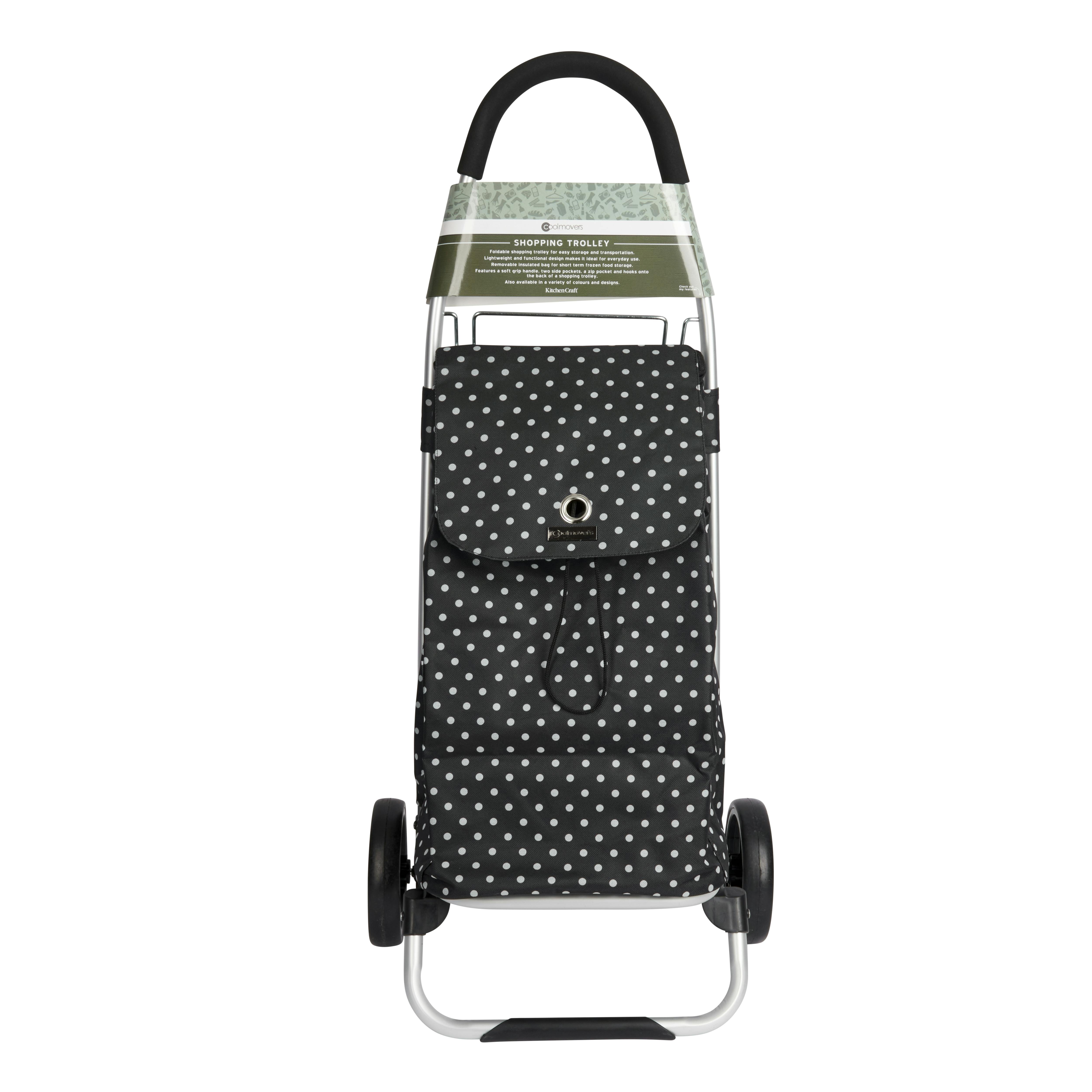 KitchenCraft Black Polka Dot Foldable Shopping Trolley - Image 4