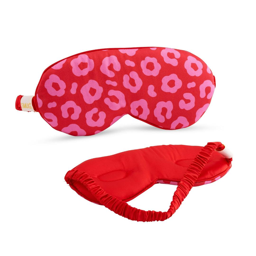 Smug Cloud Padded Satin Sleep Mask in Bright Red - Image 4