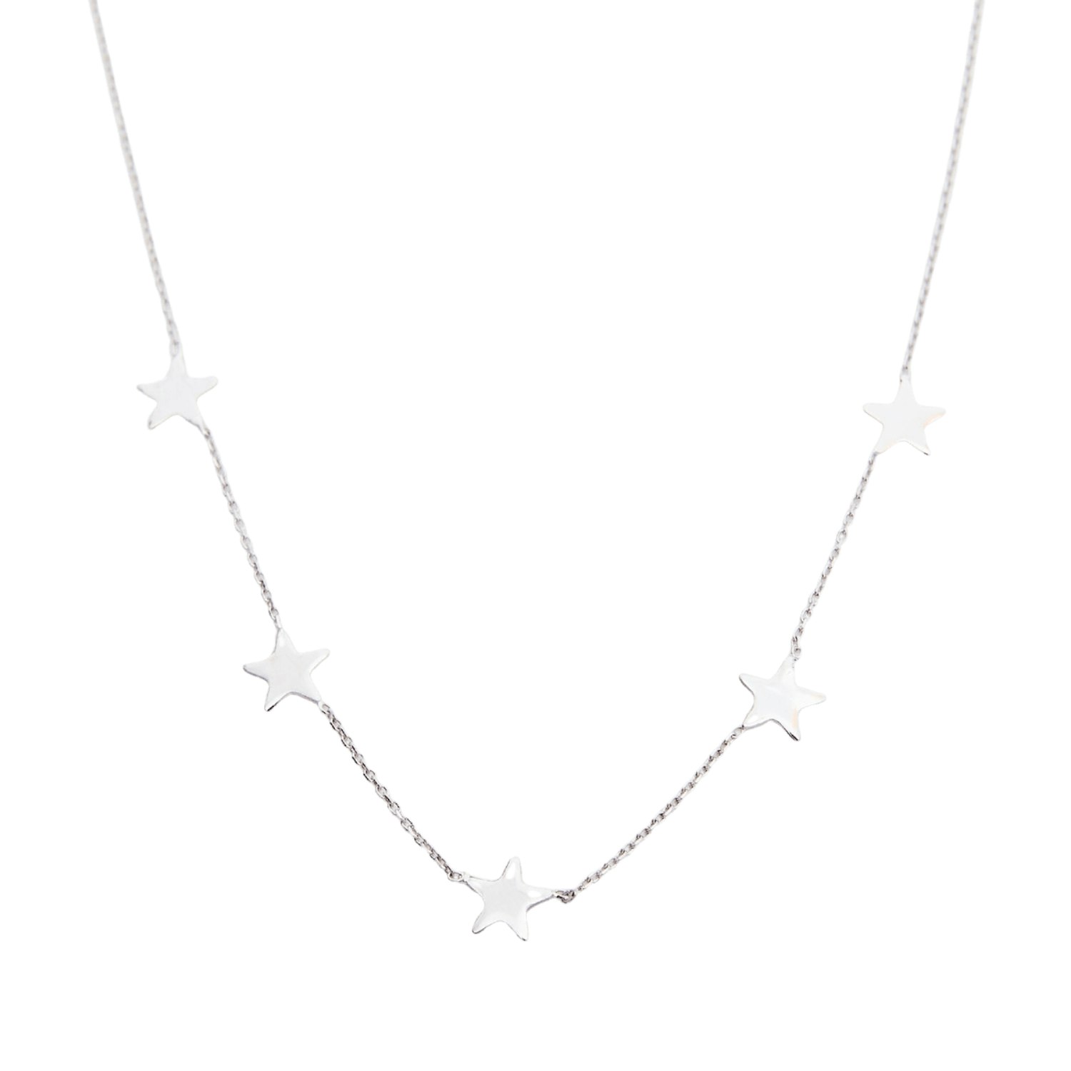 Spero London Silver Star Station Necklace Sterling