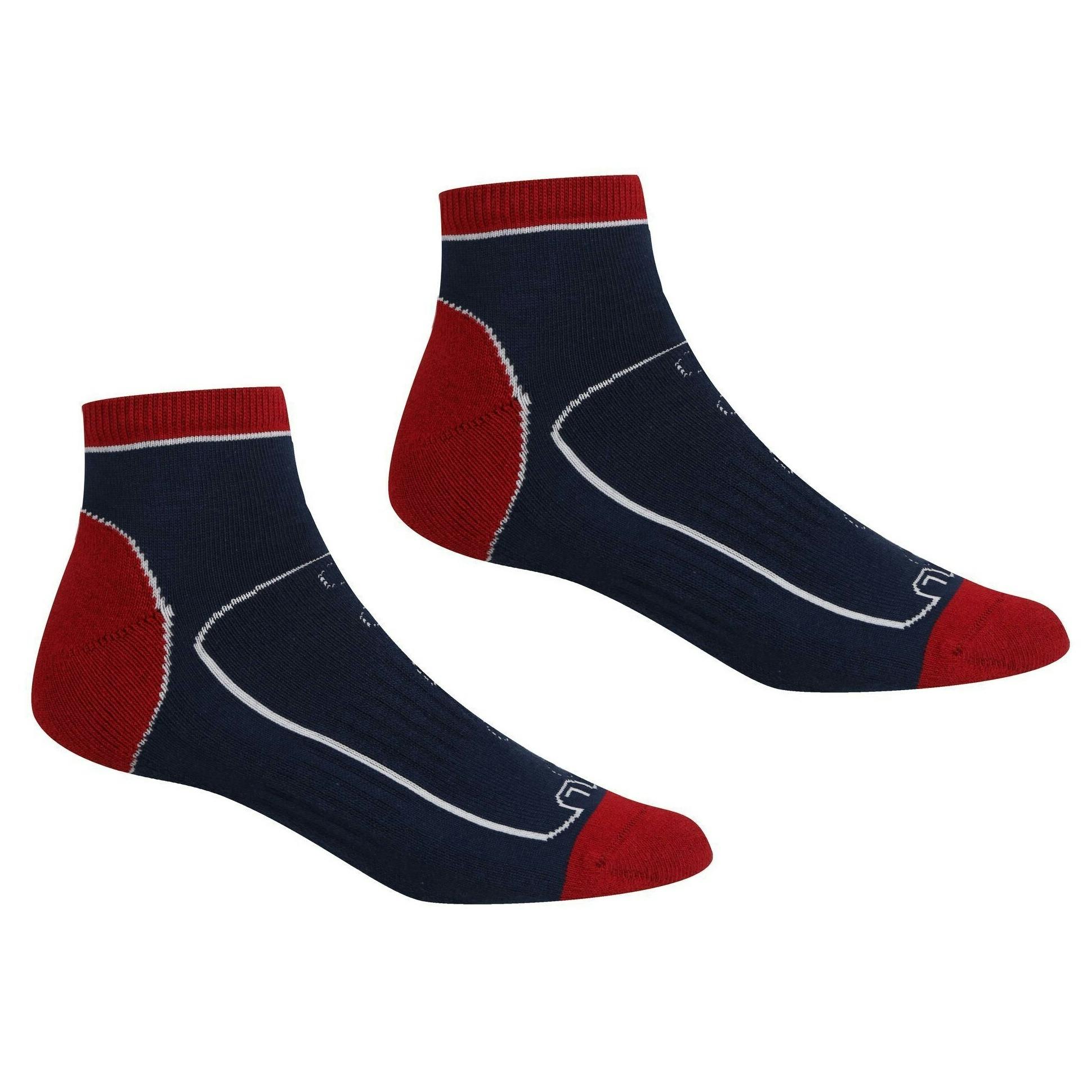 Regatta Men's Dark/Red Samaris Trail Ankle Socks (Pack Of 2) - Navy/ - Navy/ - 6 Uk-8 Uk - 68% Coolmax/19% Cotton/11% Polyamide/2% Elastane