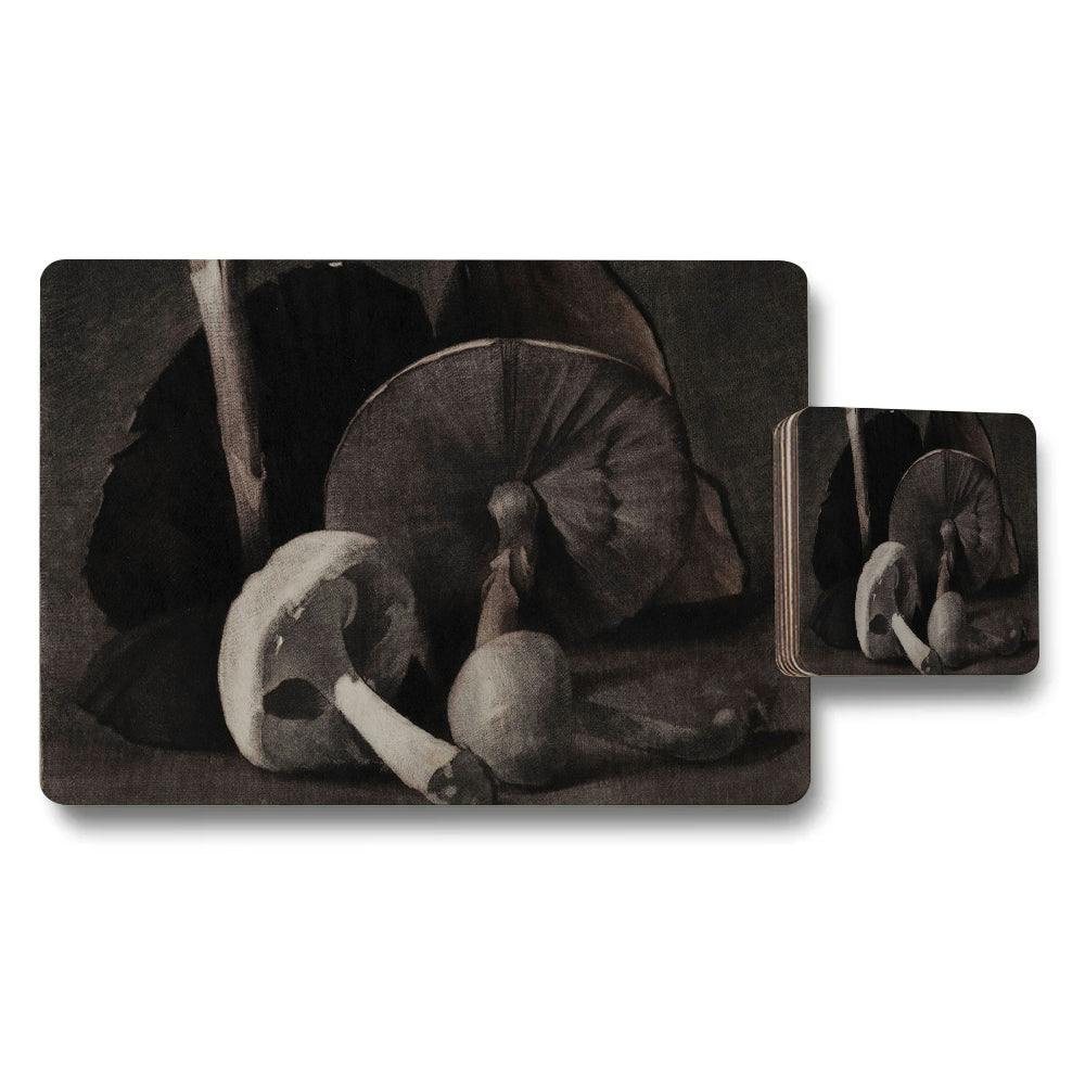 Benjamin Tate Design Mushroom Still Life Placemats And Coaster Set Vintage Botanical Kitchen Decor
