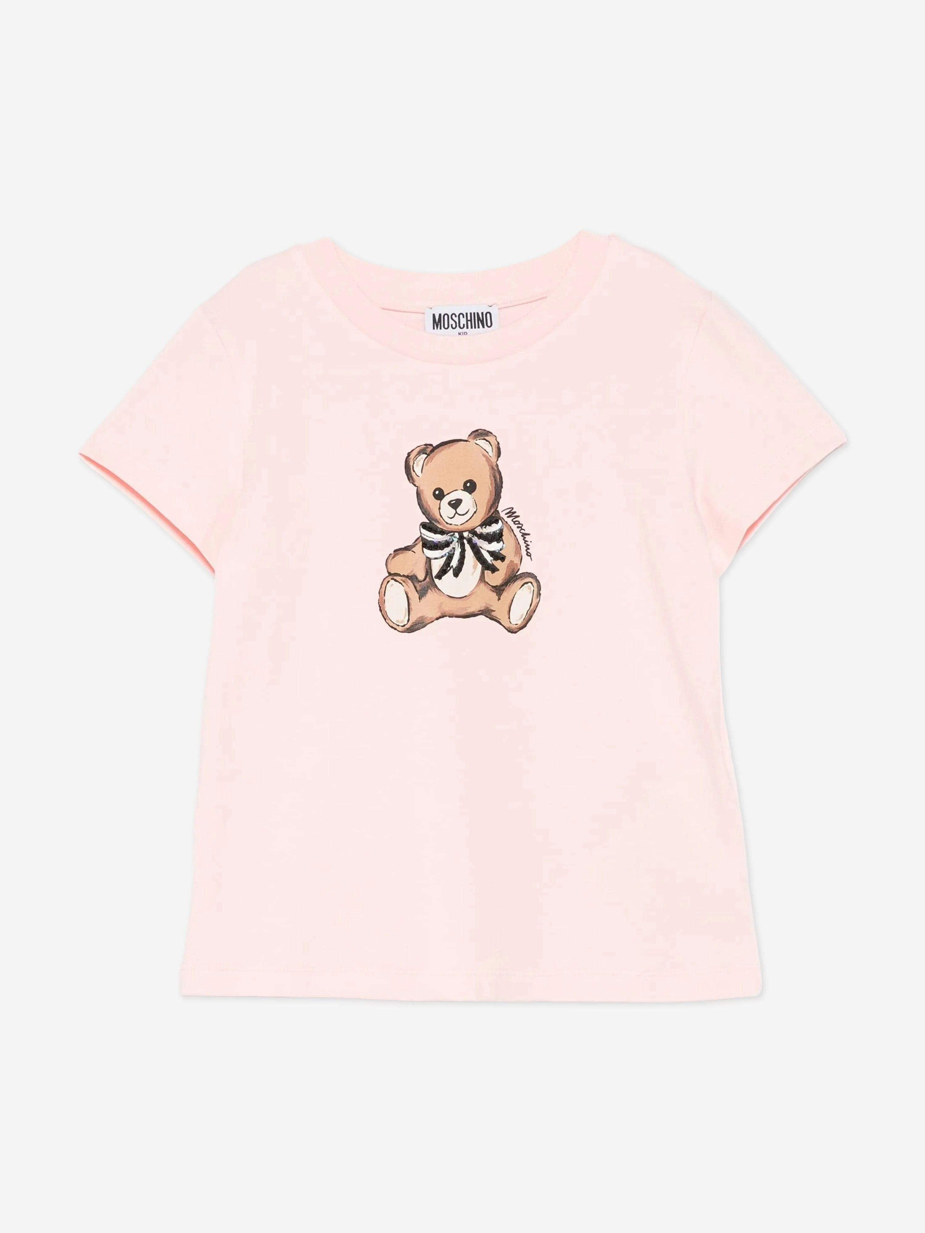 Moschino Kids Girls Pink Moschino Teddy Bear T-Shirt In - 5 Yrs