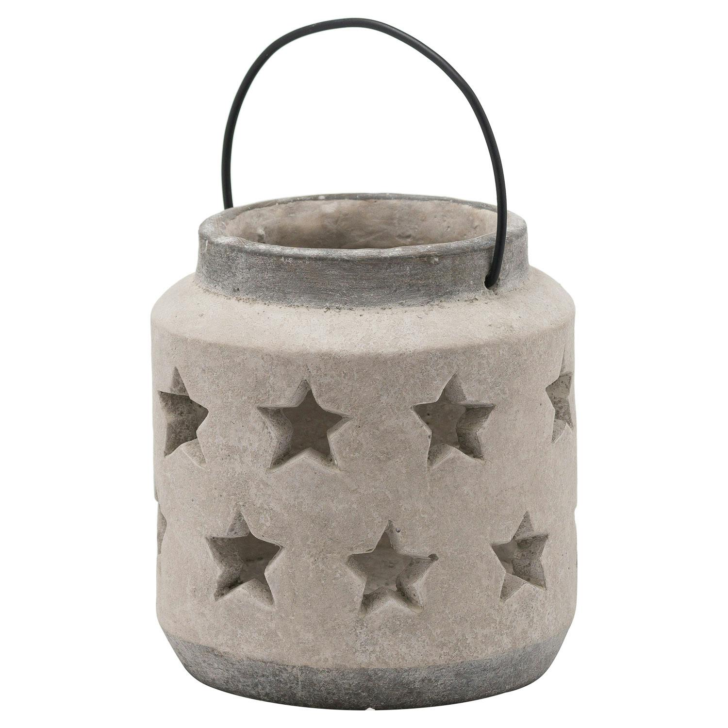 Rackhams Light Bloomville Stone Star Candle Lantern - Stone - Stone - 23Cm X 18Cm X 18Cm - 100% Mixed