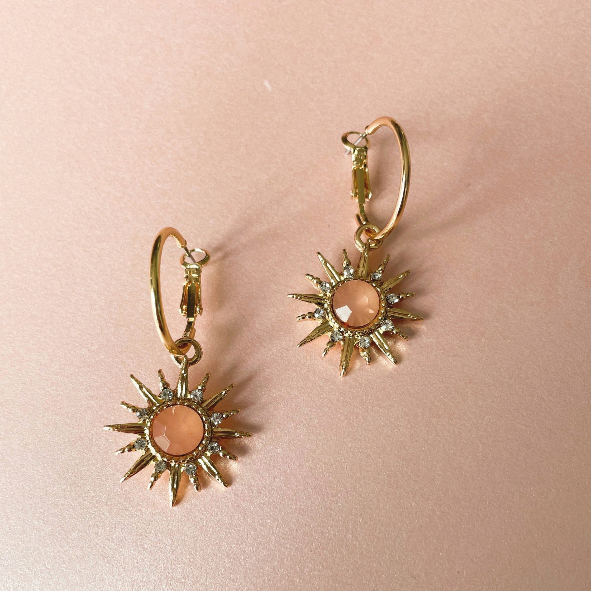 Luxe Tones Peach Solina Gem Hoop Earrings