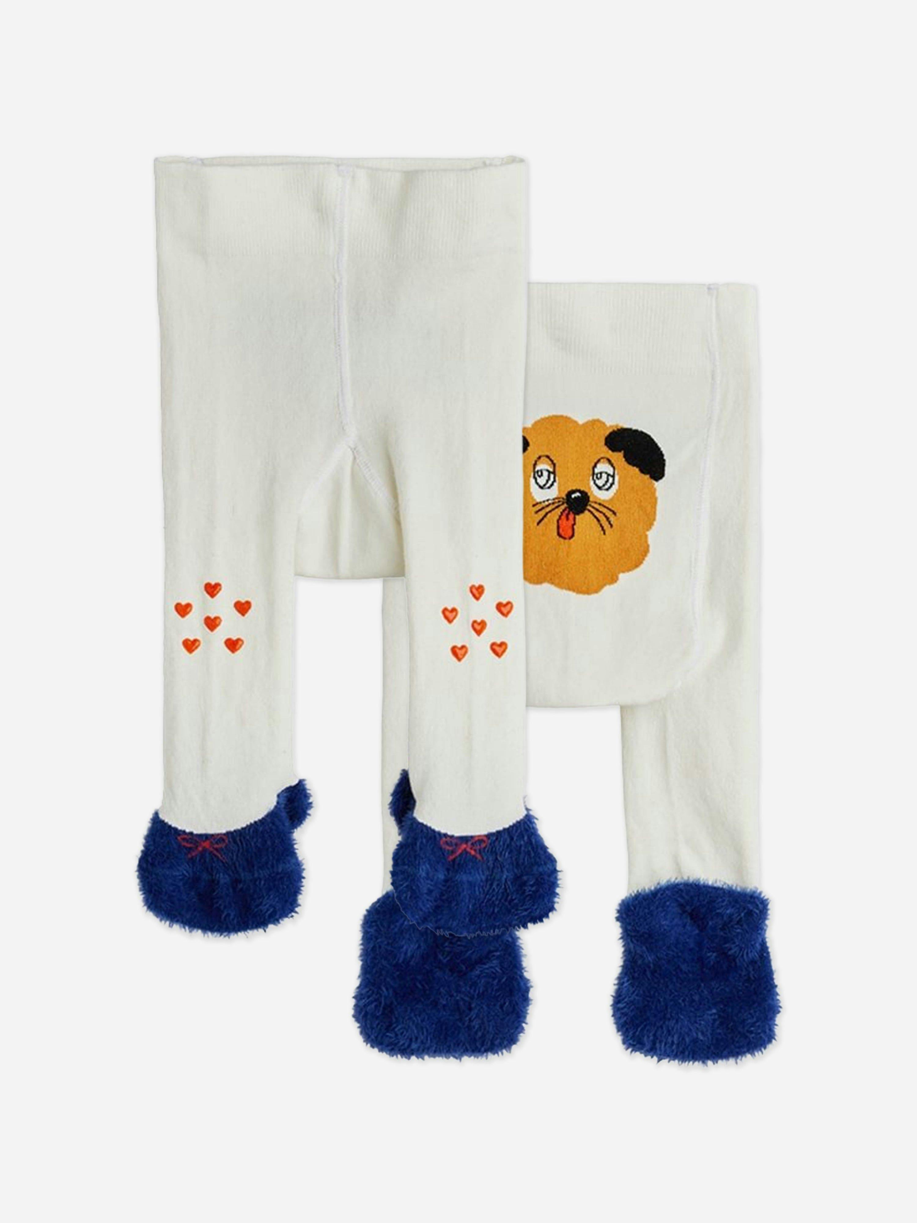 Mini Rodini Women's Ivory Baby Girls Doggie Anti-Slip Tights In - 56 - 62 Cm (1-4 Mths)