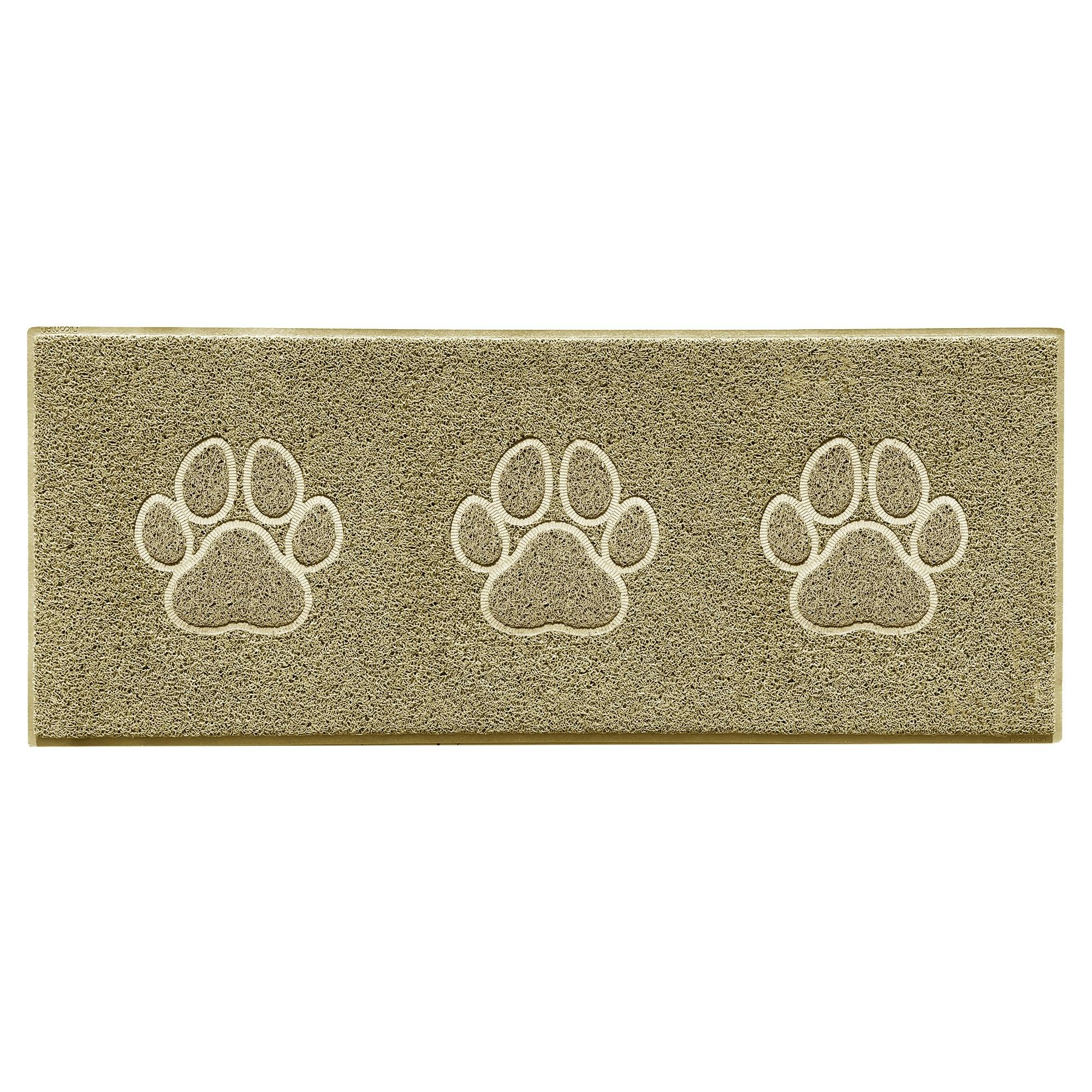 Rackhams Beige Embossed Triple Paw Home Entrance Runner Mat - Multiple Colours