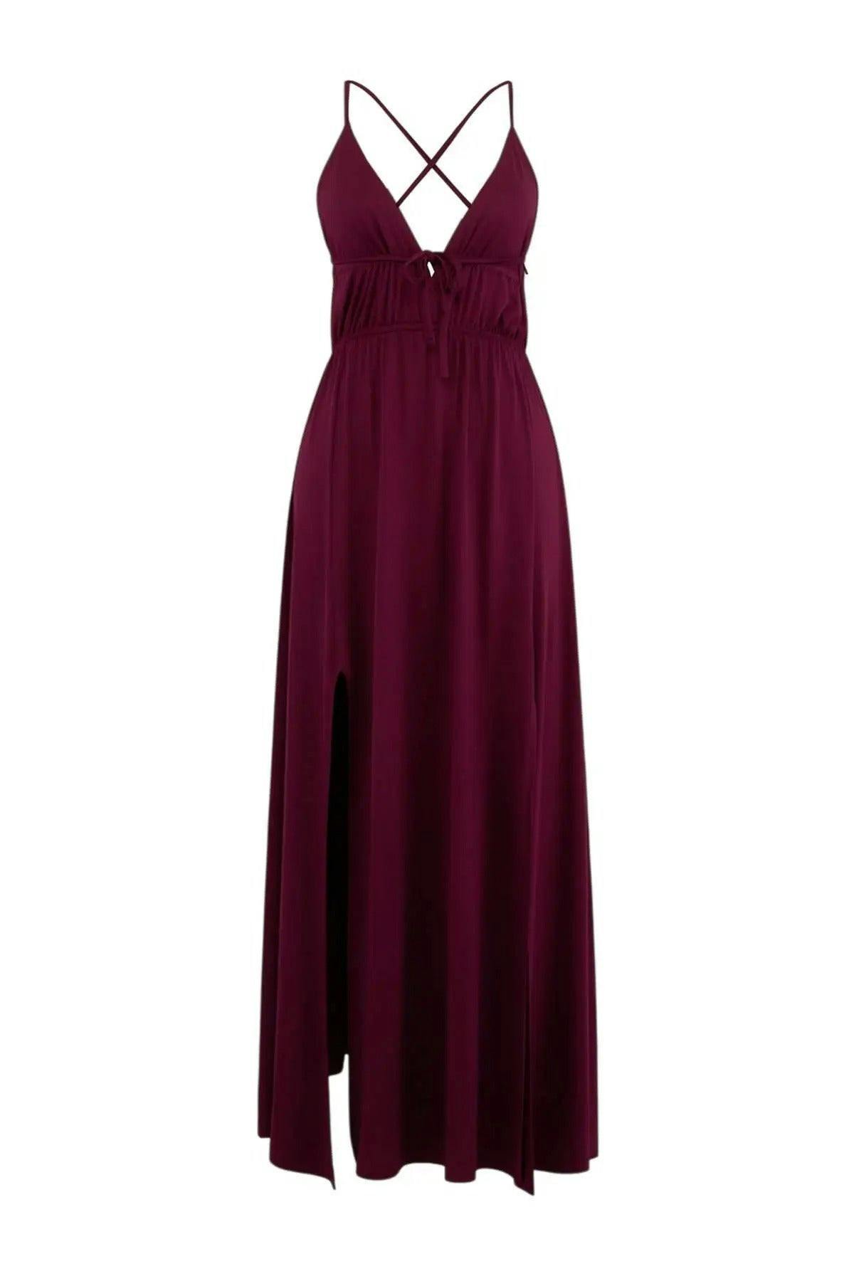 Wovcor Woven Backless Maxi Beach Dress - Multi - M