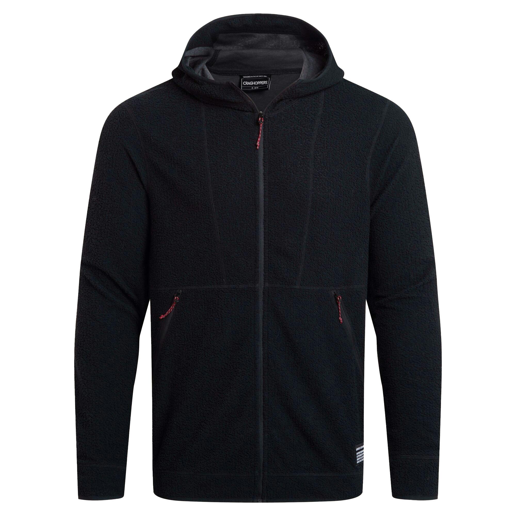 Craghoppers Men's Black Compresslite Hooded Fleece Jacket - S - 72% Recycled Polyester/20% Polyester/8% Viscose