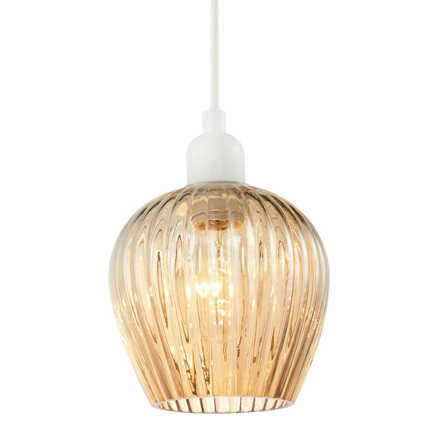 Rackhams Gold Modern Easy Fit Pendant Lighting Shade With Ridged Fluted Lines