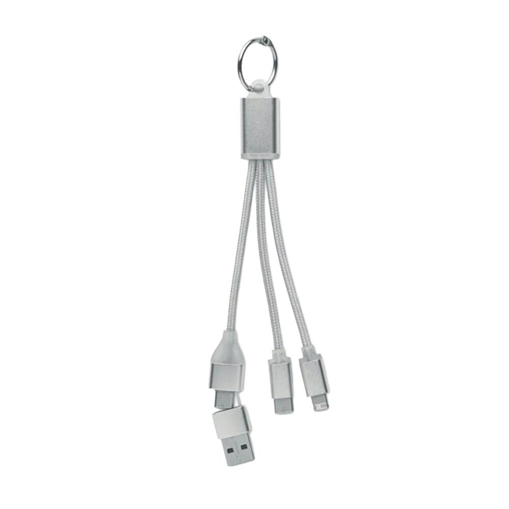 Midocean Silver 4 In 1 Keyring Charging Cable - One Size