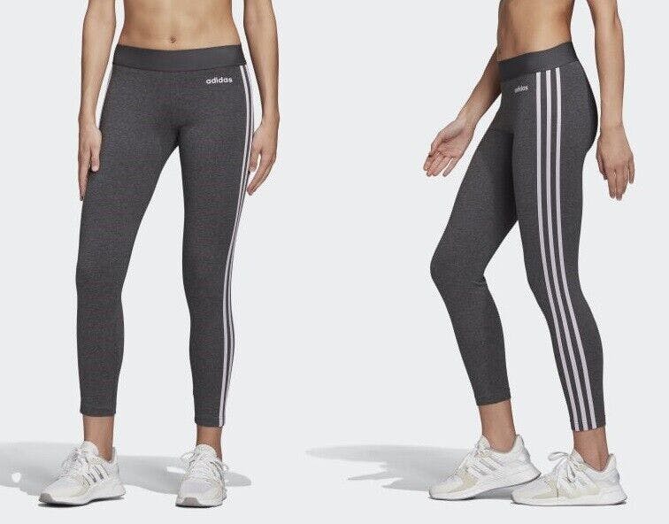 Adidas Women's Grey/Purple 3 Stripe Leggings - Xl - With Faint Stripes