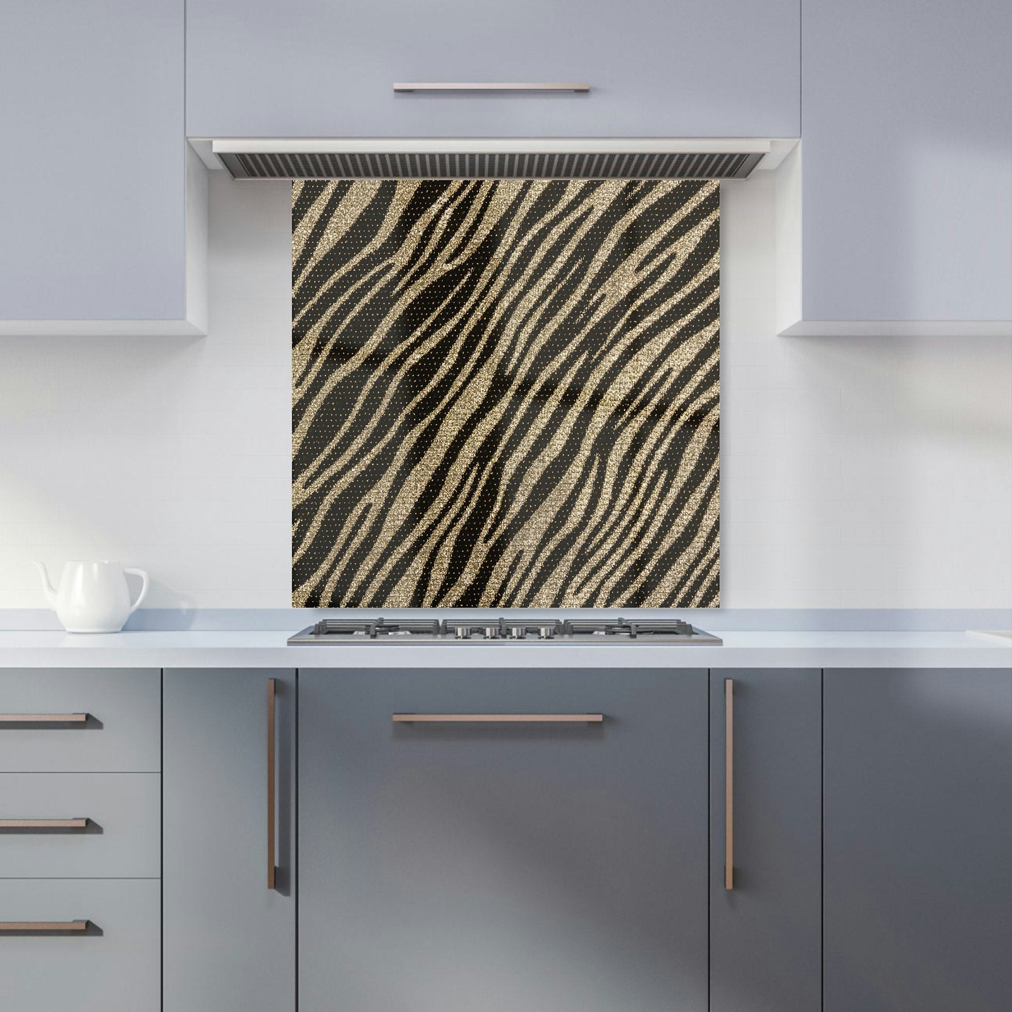 Warren Reed Golden - Designer Zebra Print Kitchen Splashback - W600mm X H600mm