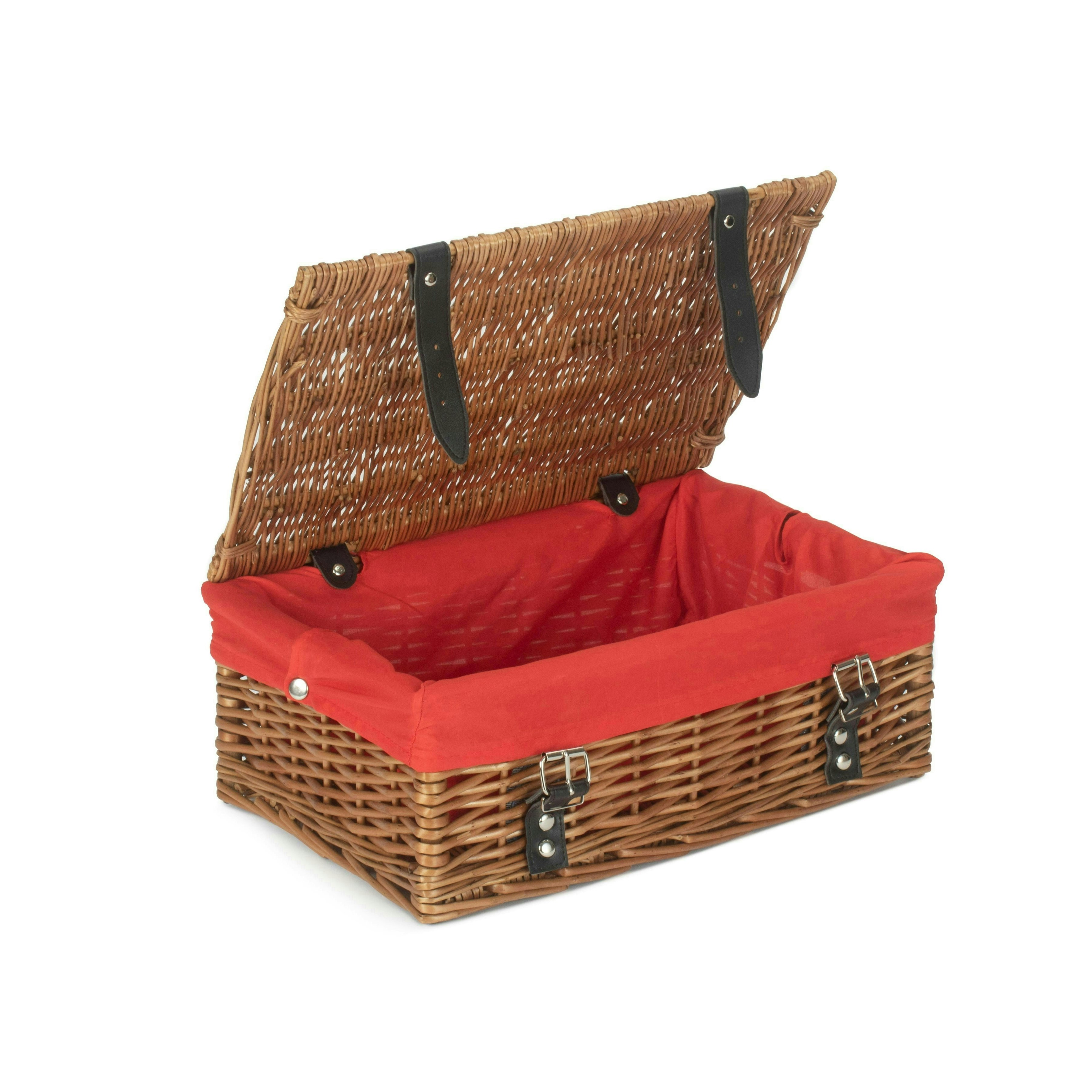Red Hamper 35Cm Double Steamed Willow Wicker Picnic Basket