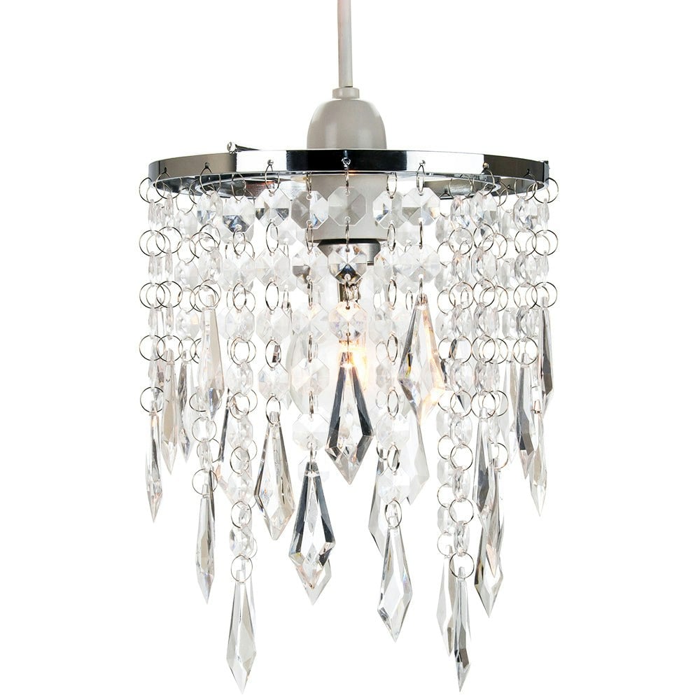 Rackhams Light Modern Waterfall Design Pendant Shade With Clear Acrylic Droplets And Beads