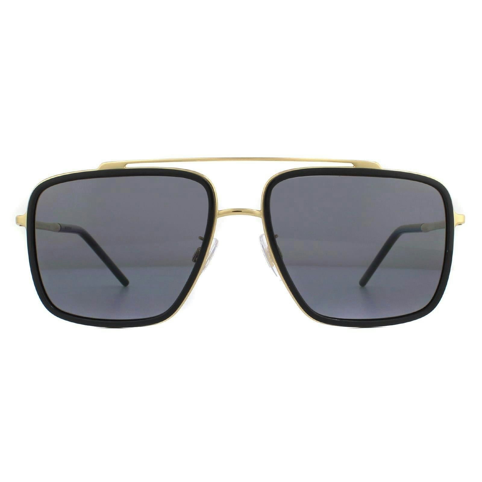Dolce & Gabbana Sunglasses DG2220 02/81 Black Gold Frames Gray Polarized Lenses - Image 7