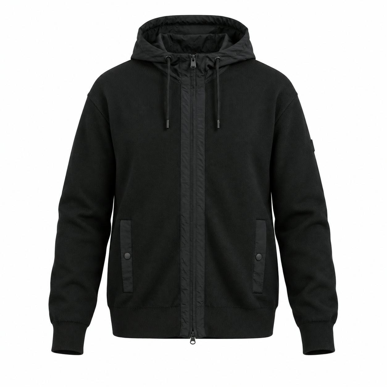 Barbour Men's Black International Inline Knitted Hoodie - M