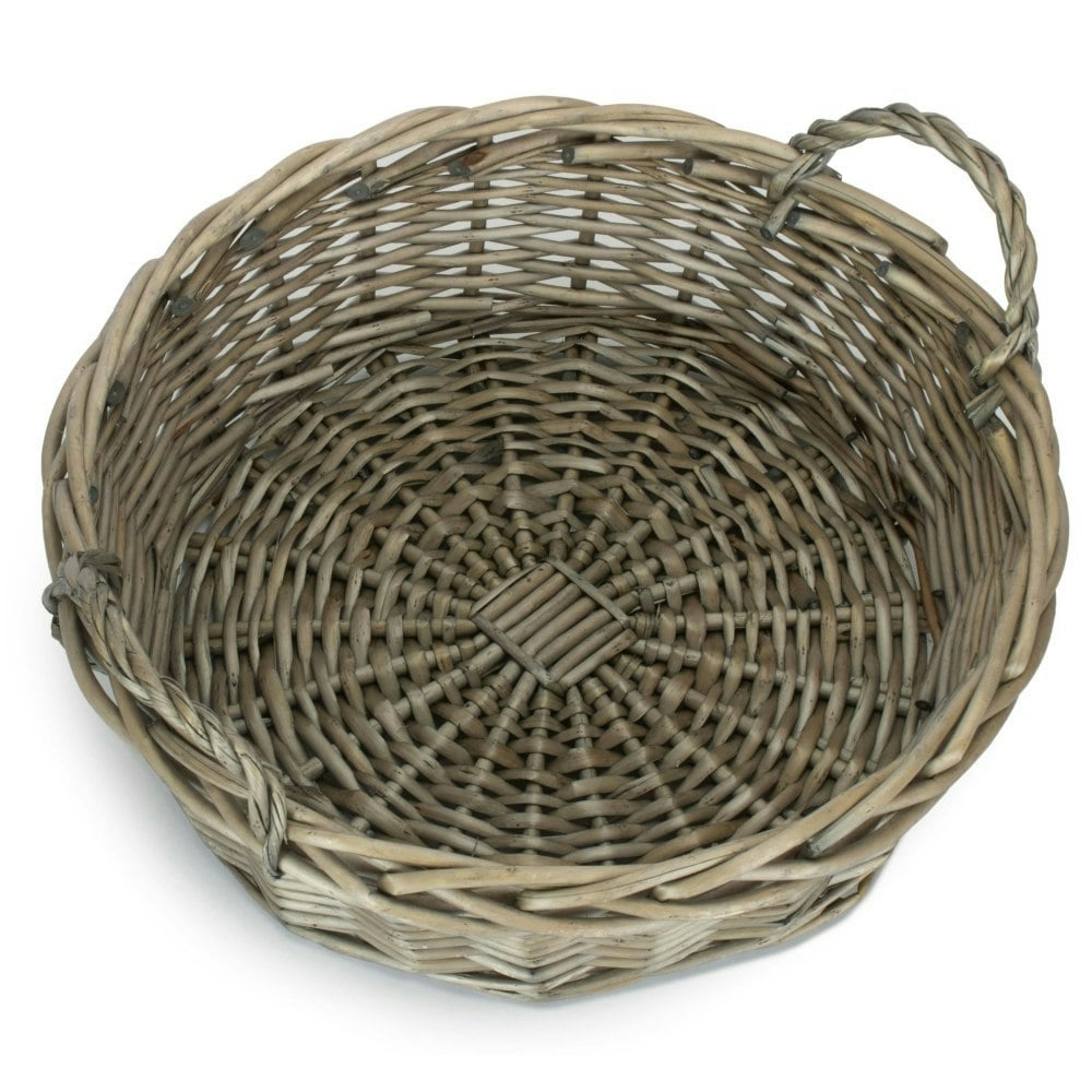Rackhams Red Large Round Antique Wash Display Wicker Tray