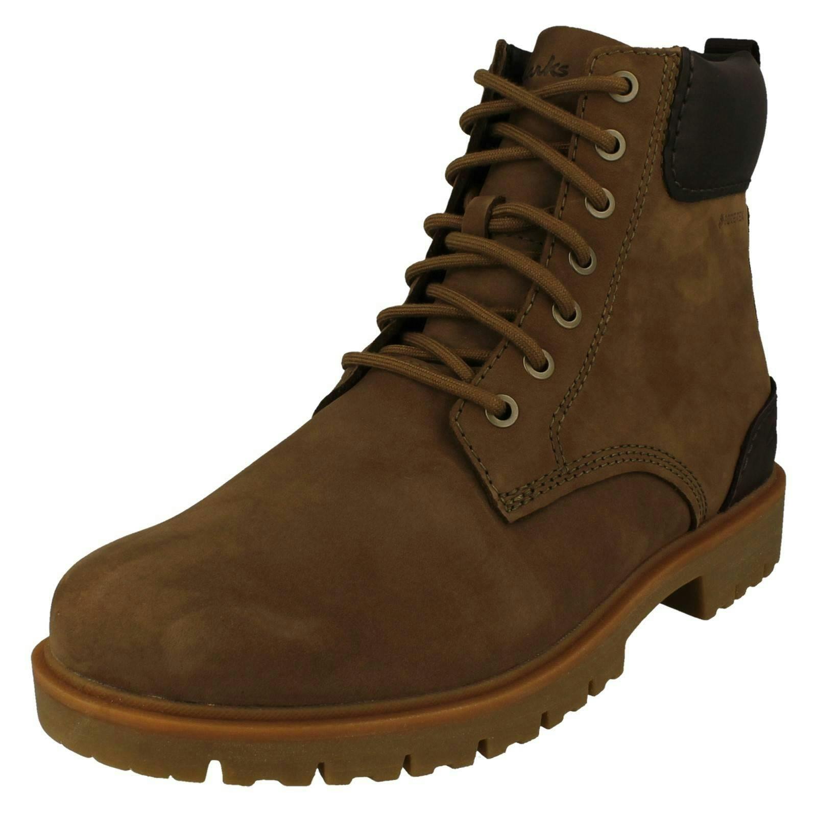 Clarks Men's Dark Gore-Tex Ankle Boots Rossdale Hi Gtx - Sand - Uk 7