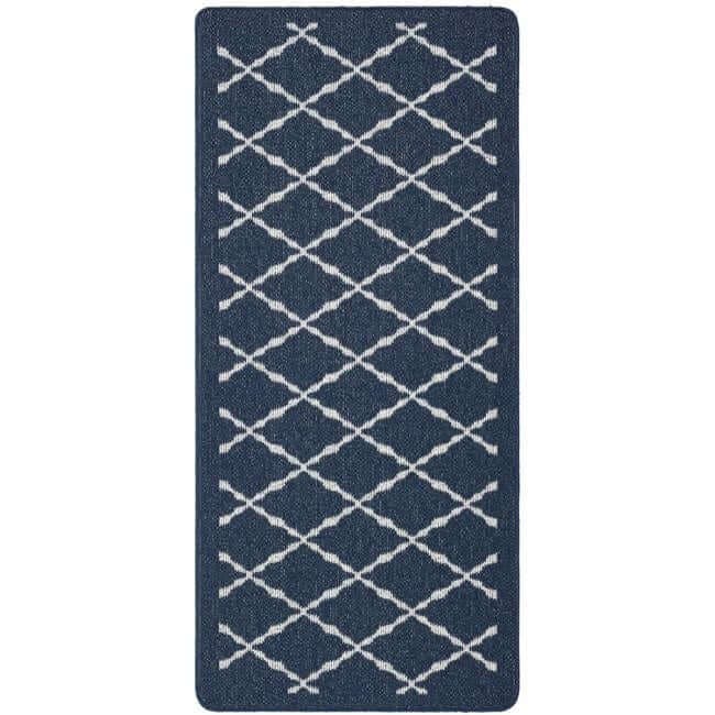 Rackhams Blue Washable Diamond Mat And Runner - 67X150 Cm