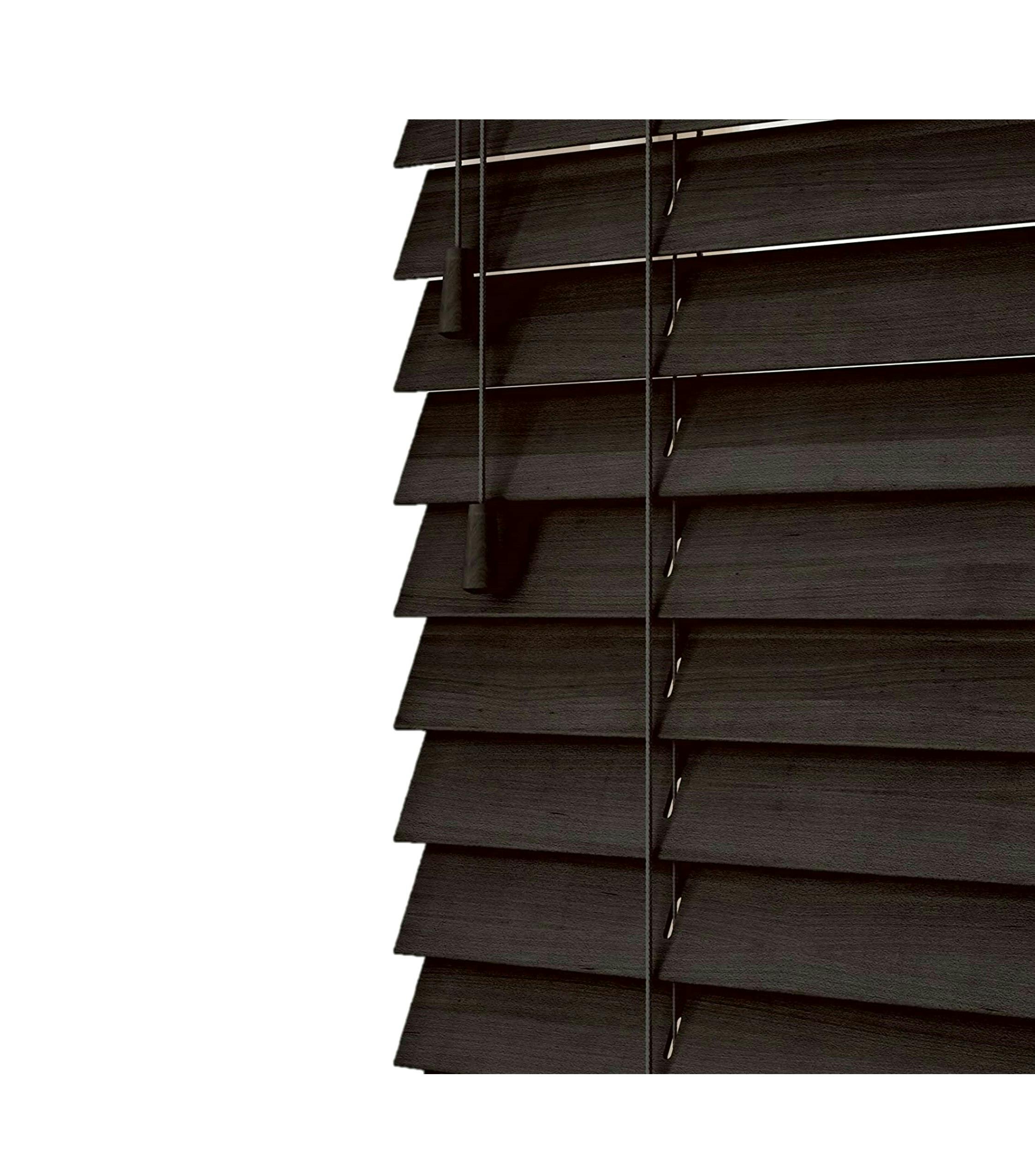 Rackhams Dark/Brown Oak Wooden Venetian Blinds With Strings (120Cm Drop) - 135Cm