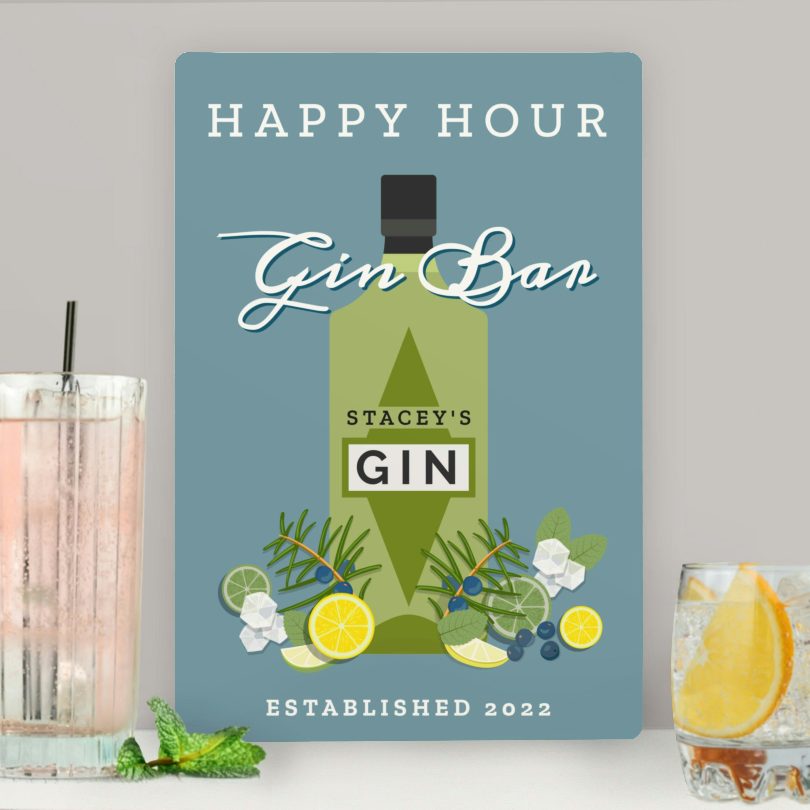 Personalised Memento Company Personalised Gin Bar Metal Sign