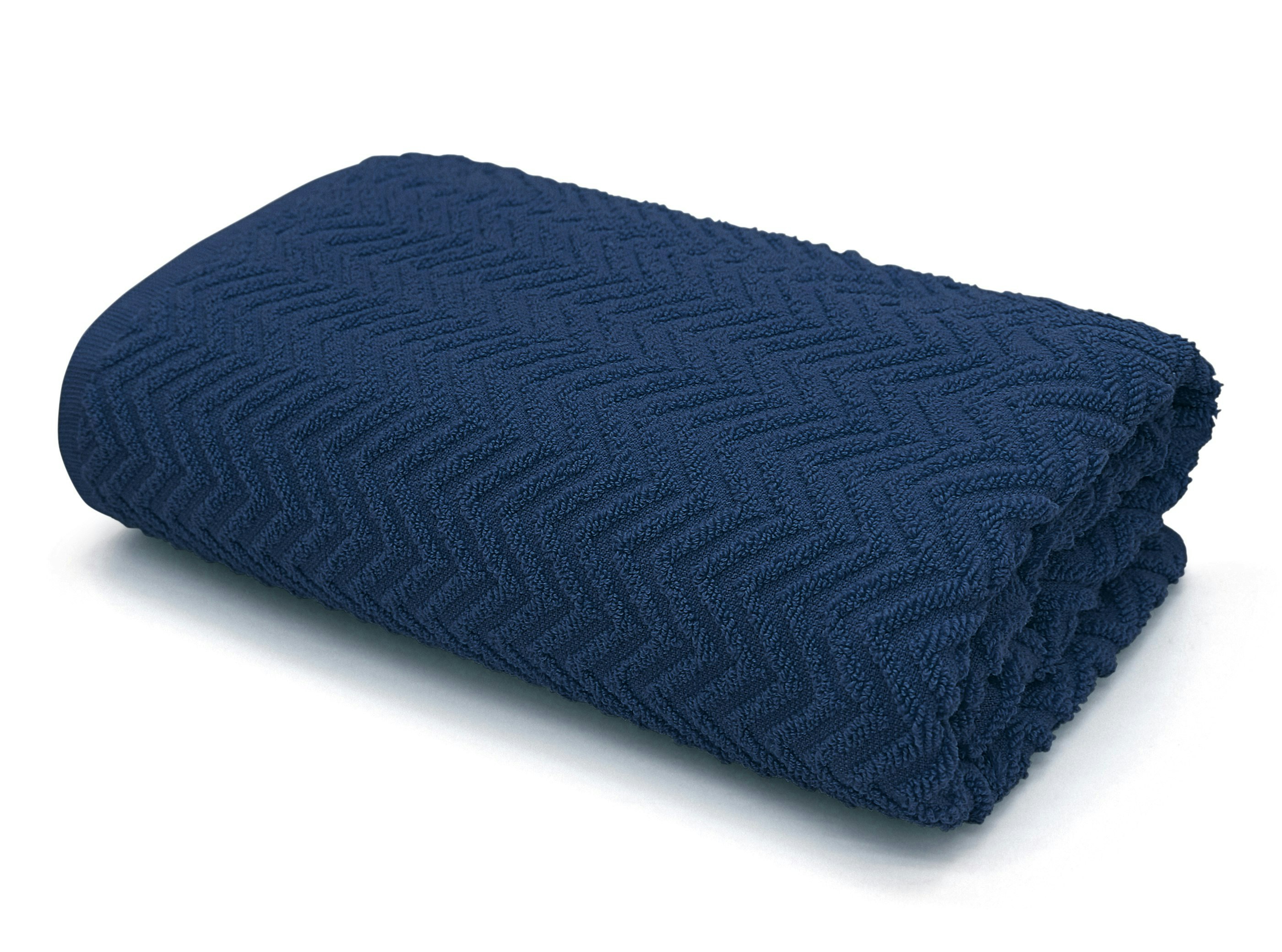 Rackhams 100% Cotton Chevron Towels - Navy - Navy - Bath Towel