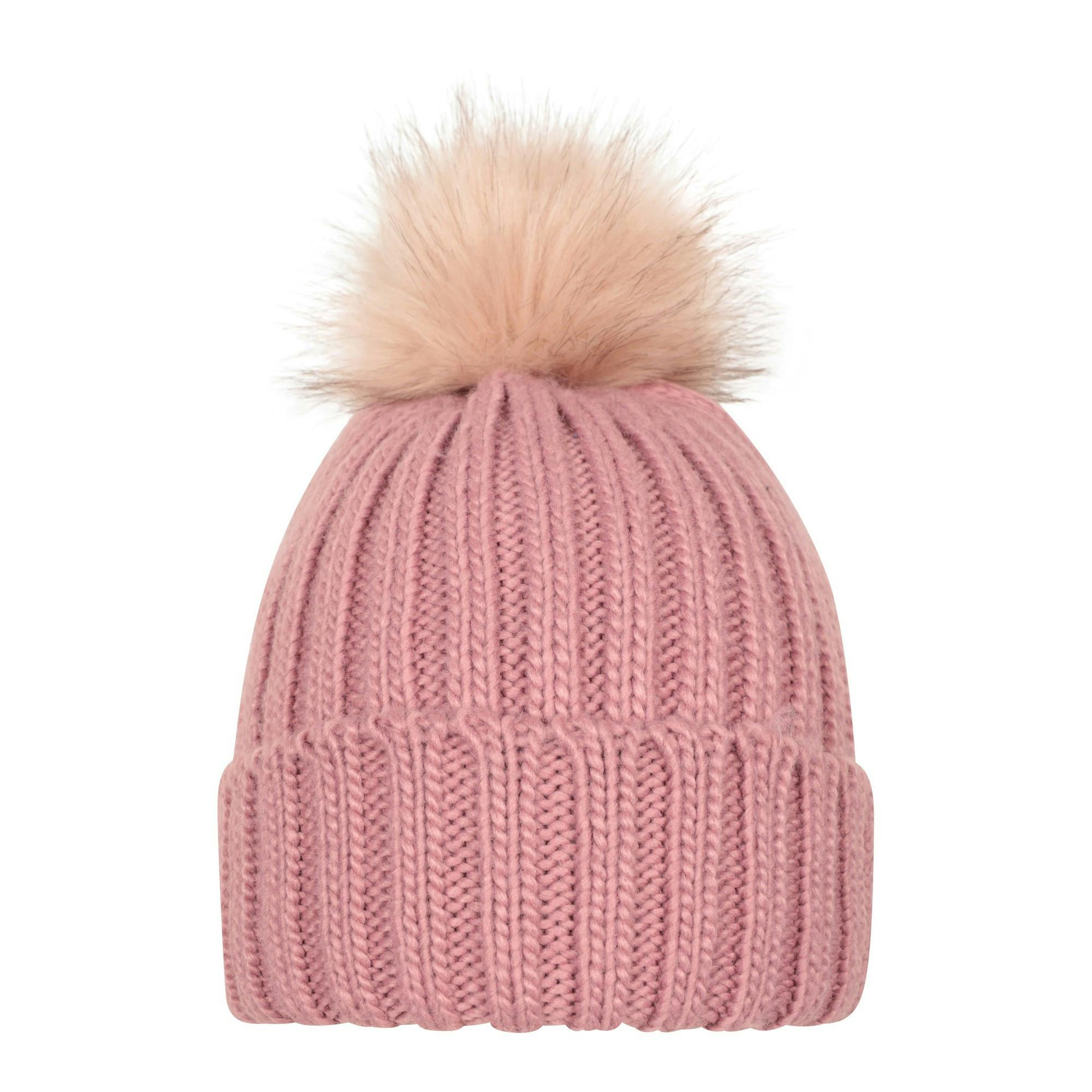 Mountain Warehouse Women's Pink Geneva Borg Lined Beanie - Pale - Pale - One Size - 50% Acrylic/50% Polyester