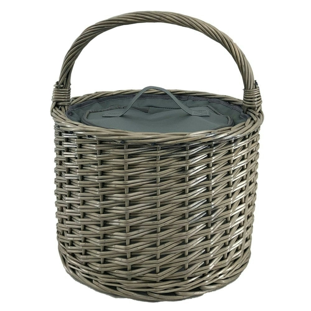 Red Hamper Red/Grey/Brown Hamper Wicker Round Chiller Picnic Basket - Small