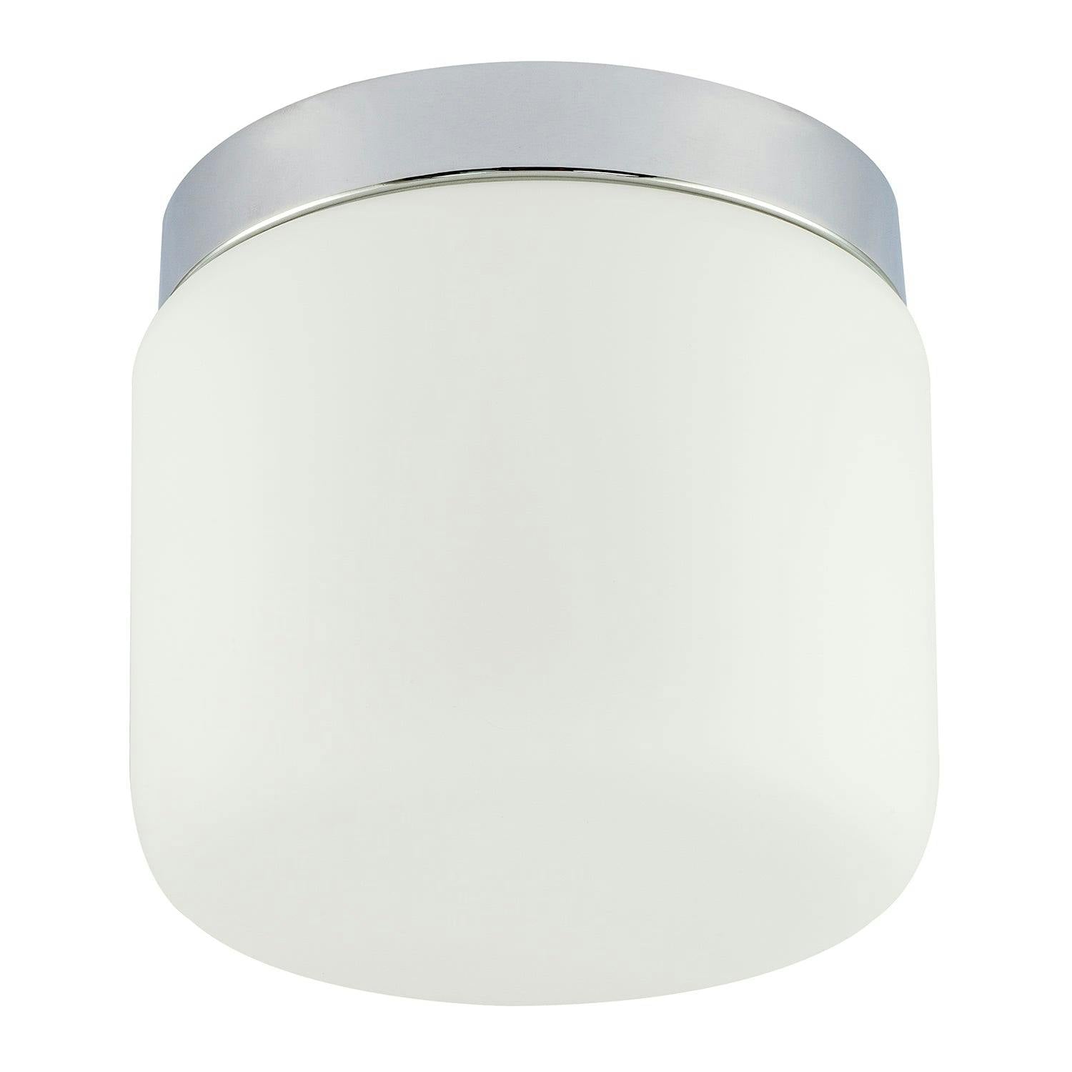 Rackhams Light Modern Bathroom Led Ceiling In Polished Chrome With Glass Shade
