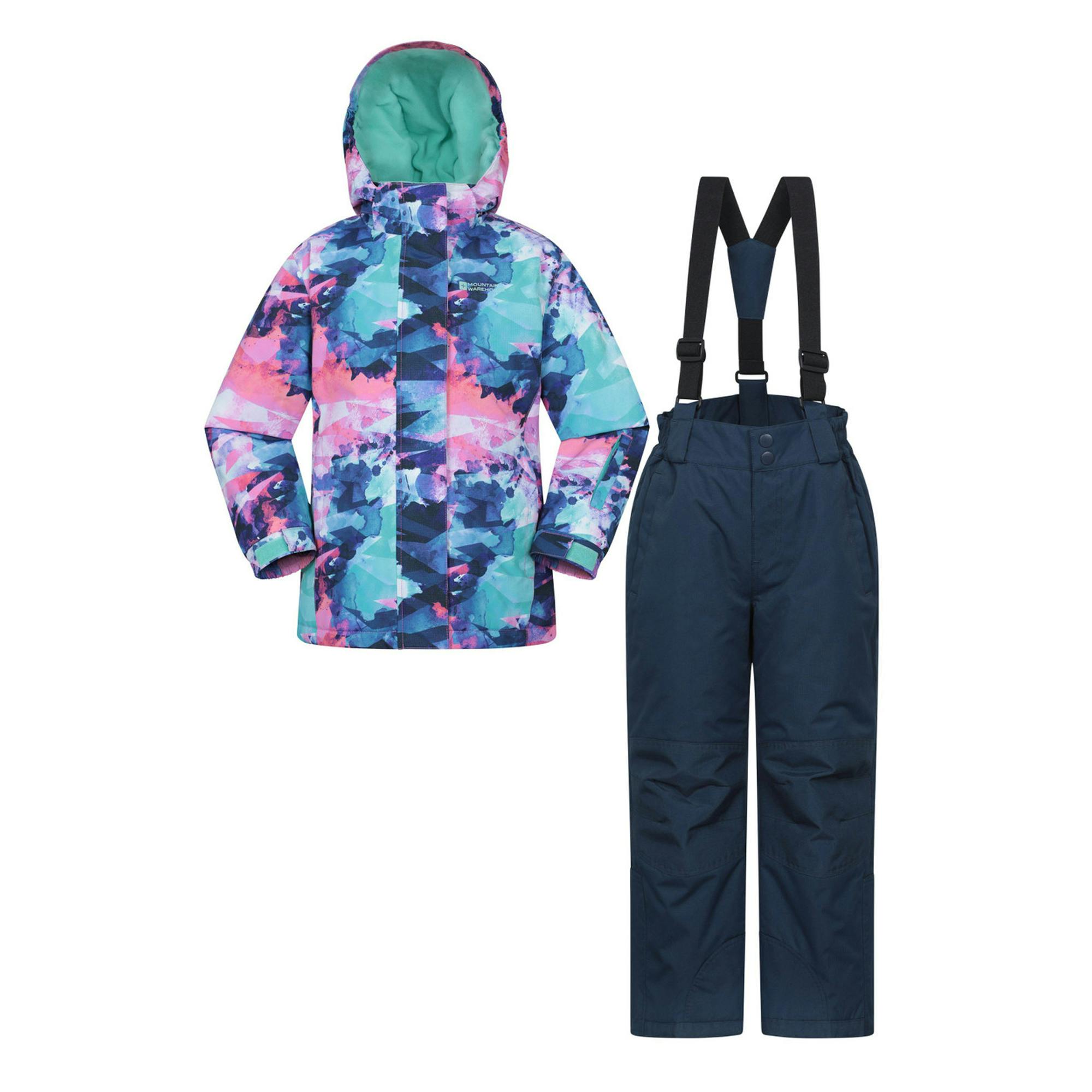 Mountain Warehouse Dark/Purple Kids Printed Ski Jacket Set - 9-10 Years - 85% Polyester/15% Elastodiene