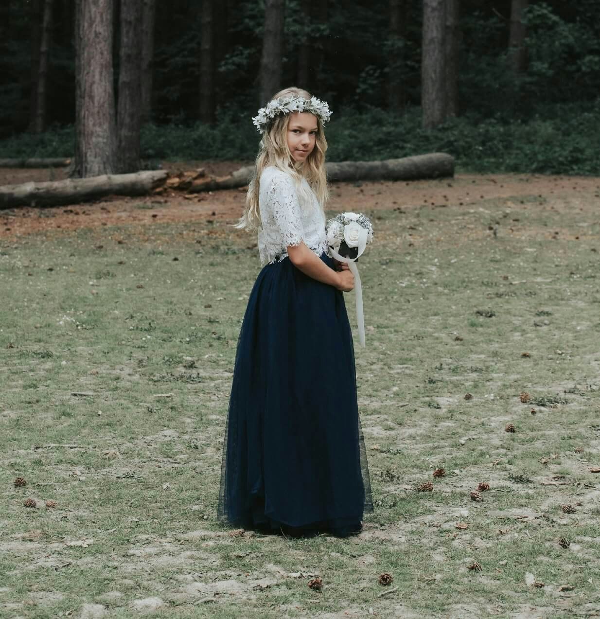 Uk Flower Girl Boutique Girls Blue Uk Flower Boutique Felicity Couture - Navy - 12/24 Mths