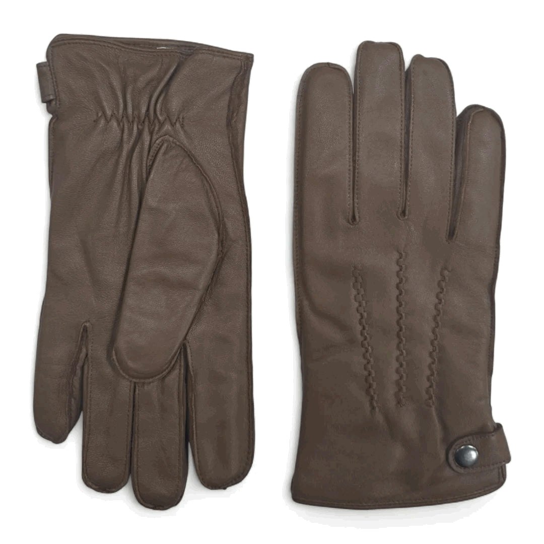 Infinity Leather Men's Light ’S Leather Wool Lined Snap Button Closure Winter Gloves - Tan - 2XL