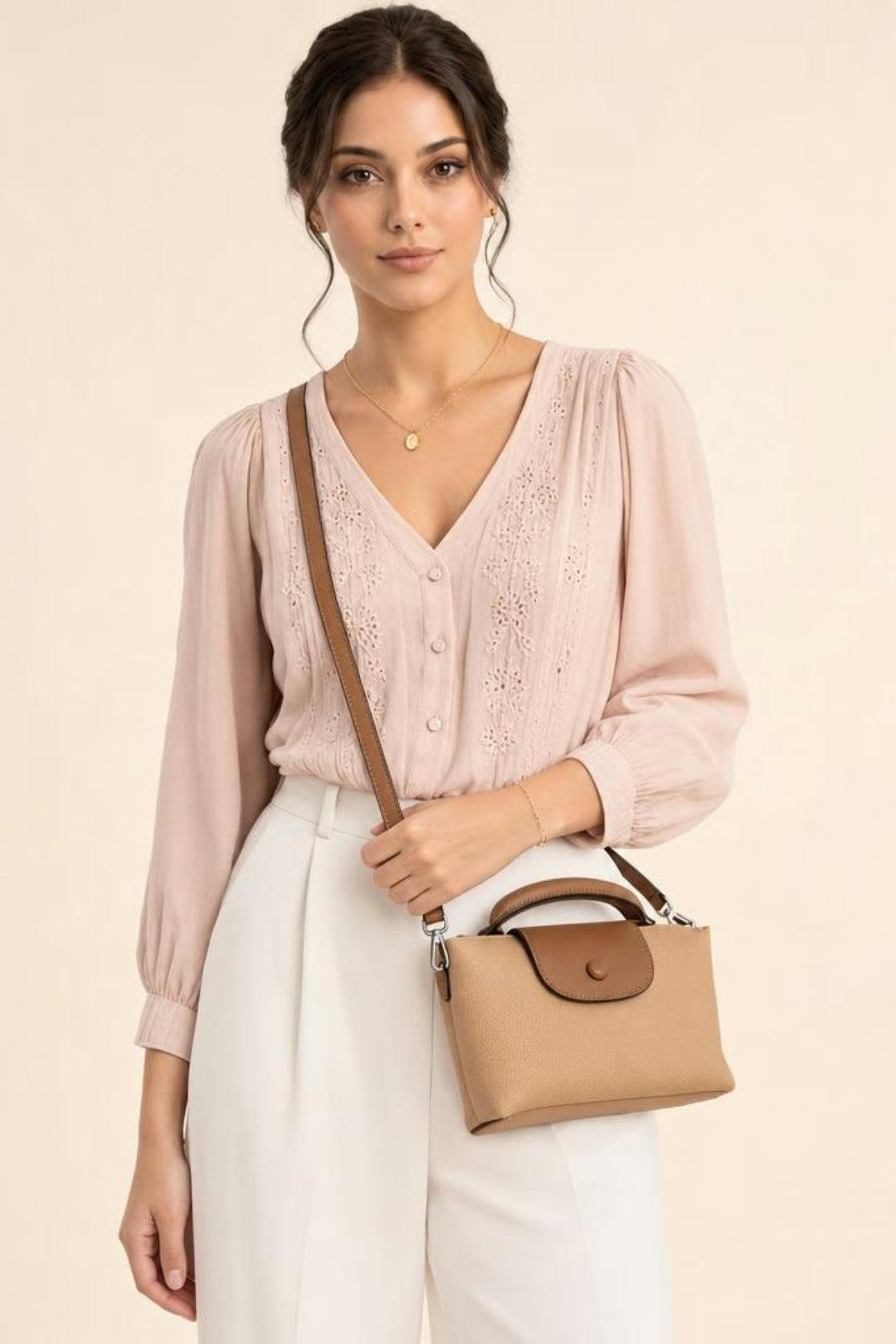 Svnx Women's Beige Crossbody Bag With Handle In - Image 2