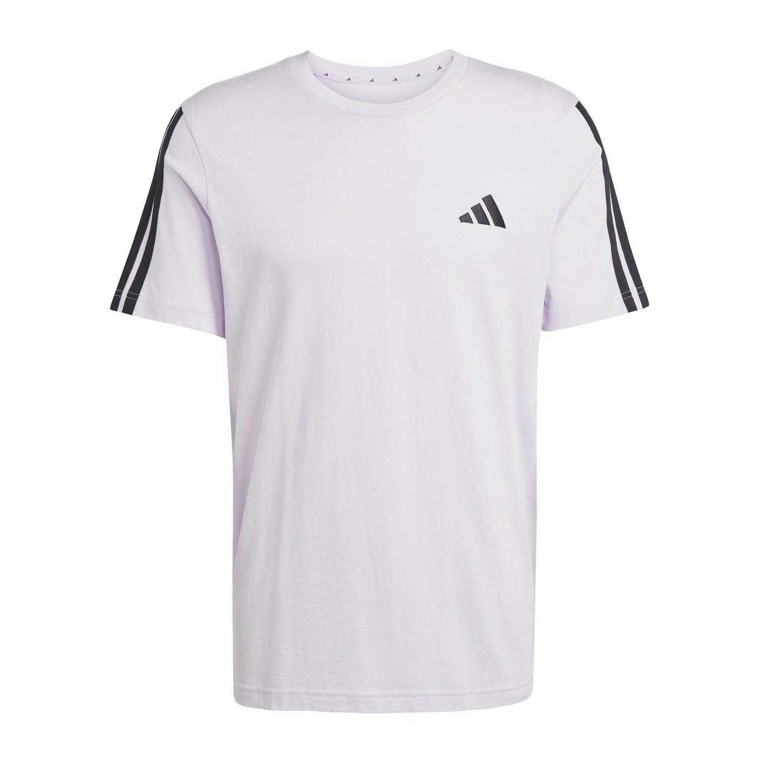 Adidas Men's Lavender 3 Stripes T-Shirt - Xxl - 70% Cotton/30% Recycled Cotton