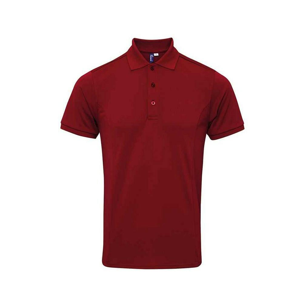 Premier (M, Burgundy) Mens Coolchecker Plus Piqu Polo Shirt - Image 3
