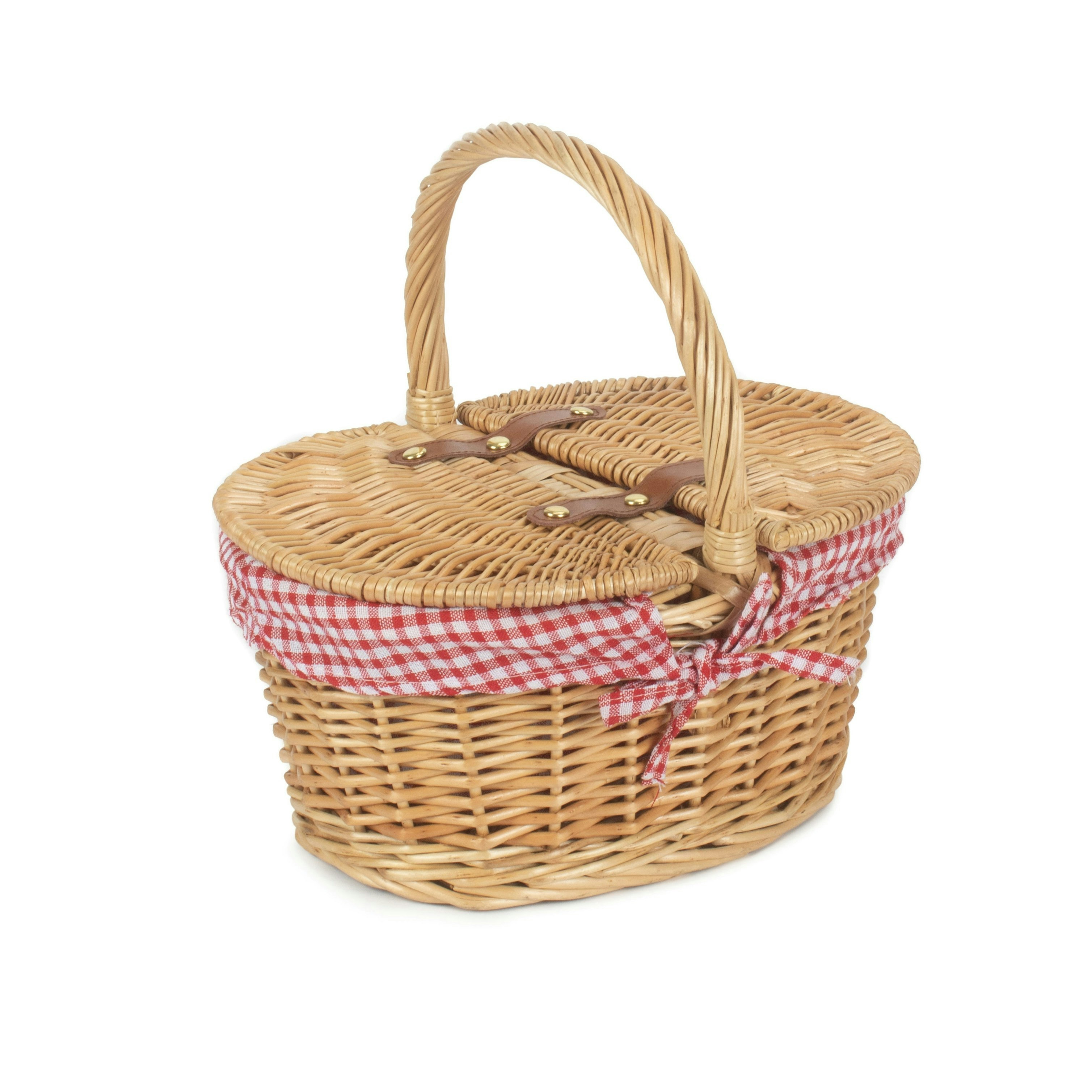 Rackhams Brown Wicker Child's Lined Oval Lidded Picnic Basket - One Size