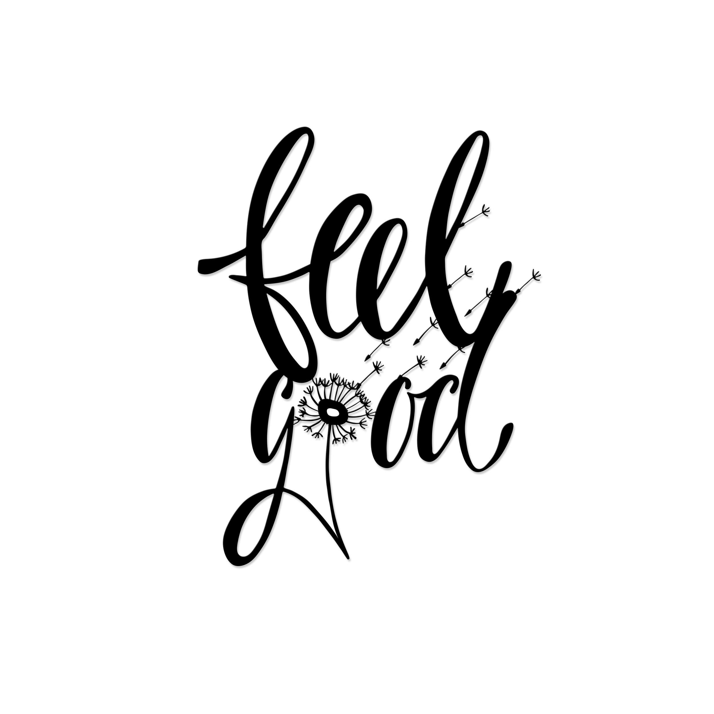 Decortie Black Metal Wall Art - Minimalist Modern 'Feel Good' Design - 60x47cm - Image 4