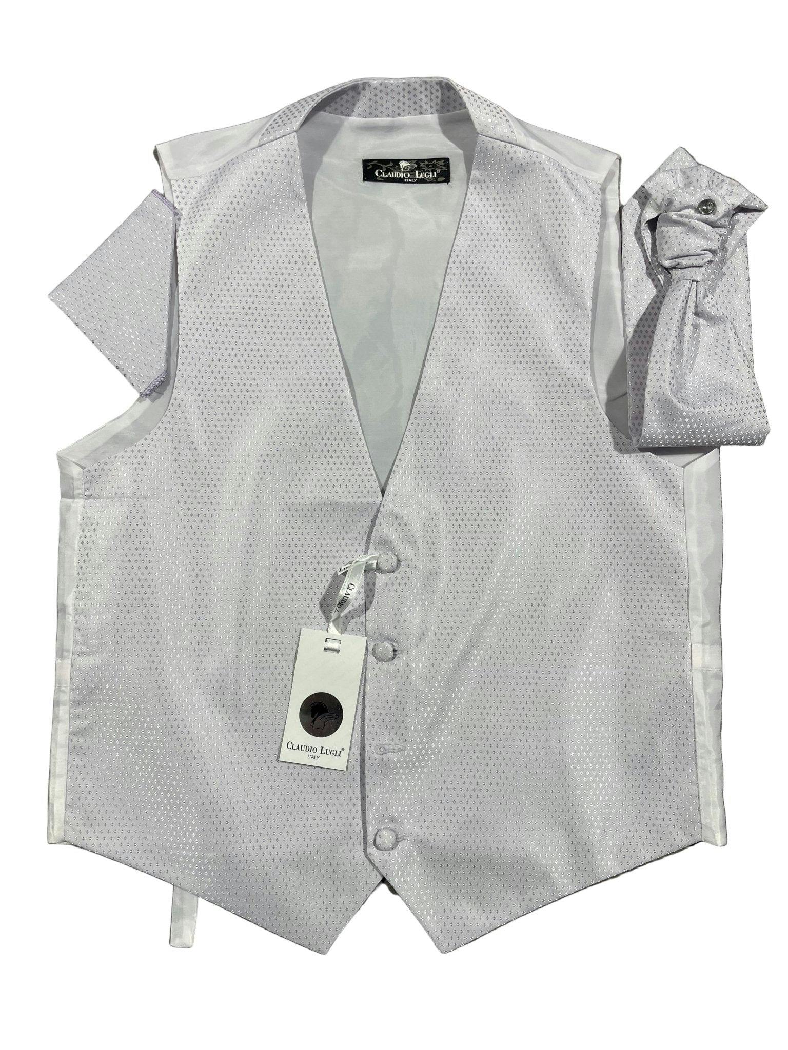 Claudio Lugli Purple Diamonds Waistcoat, Cravat And Handkerchief Set - Xl = 42-44Uk