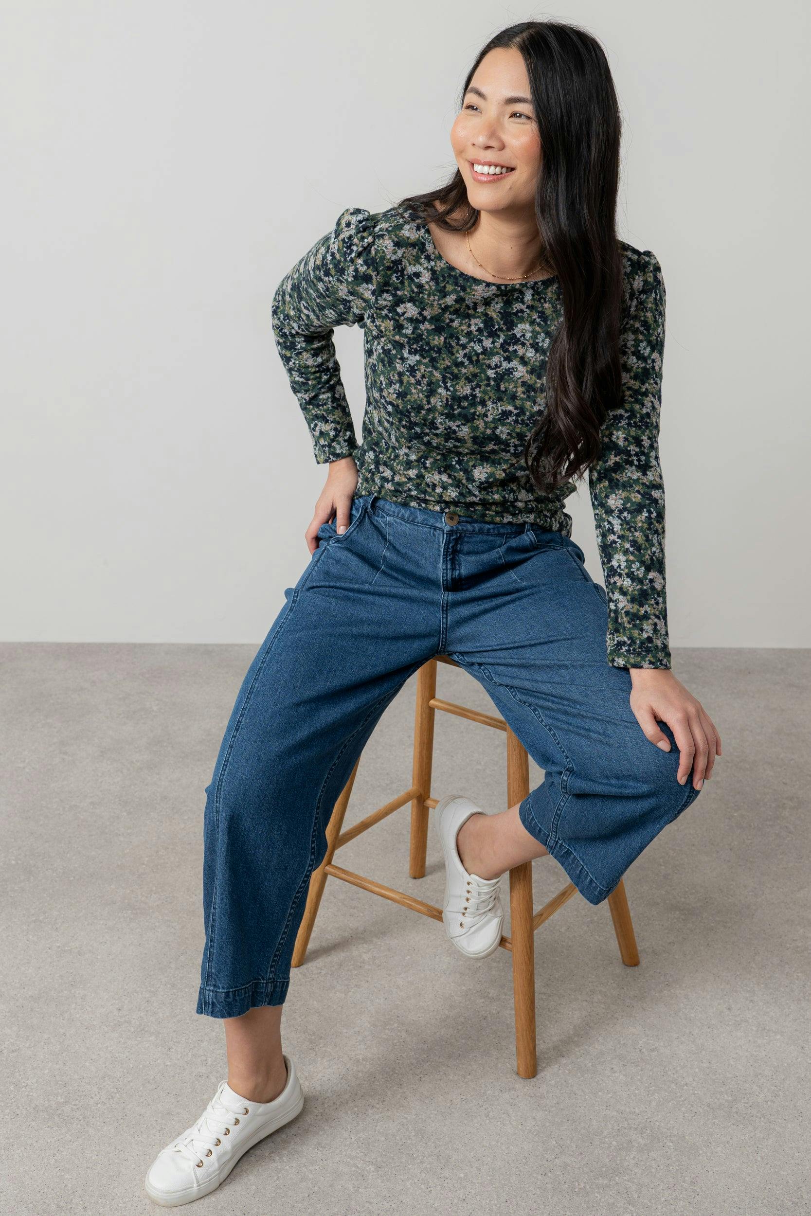 Lily & Me Green Abigail Brushed Knit Top - 12