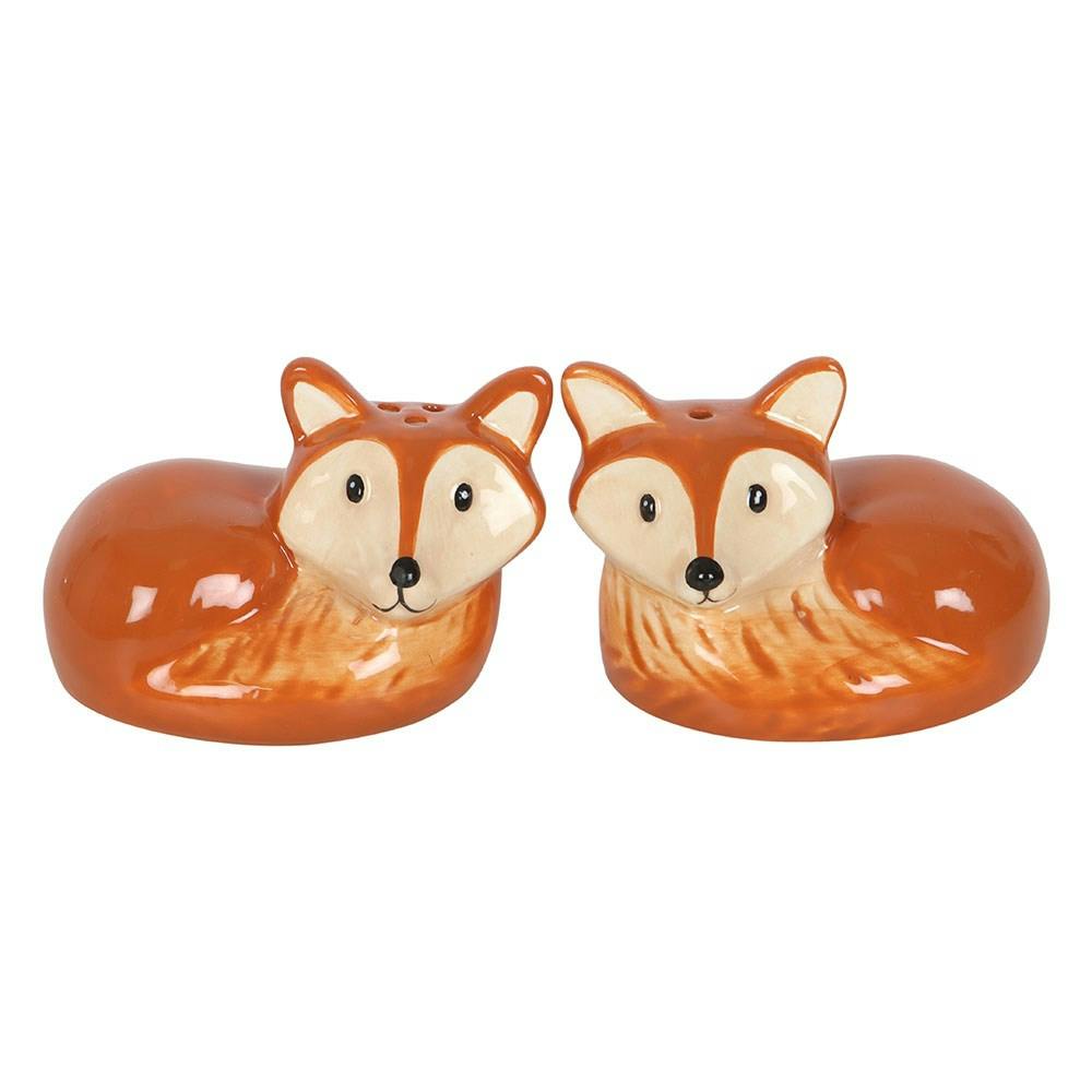 Rackhams Orange/Cream Woodland Ceramic Fox Salt & Pepper Shaker Set