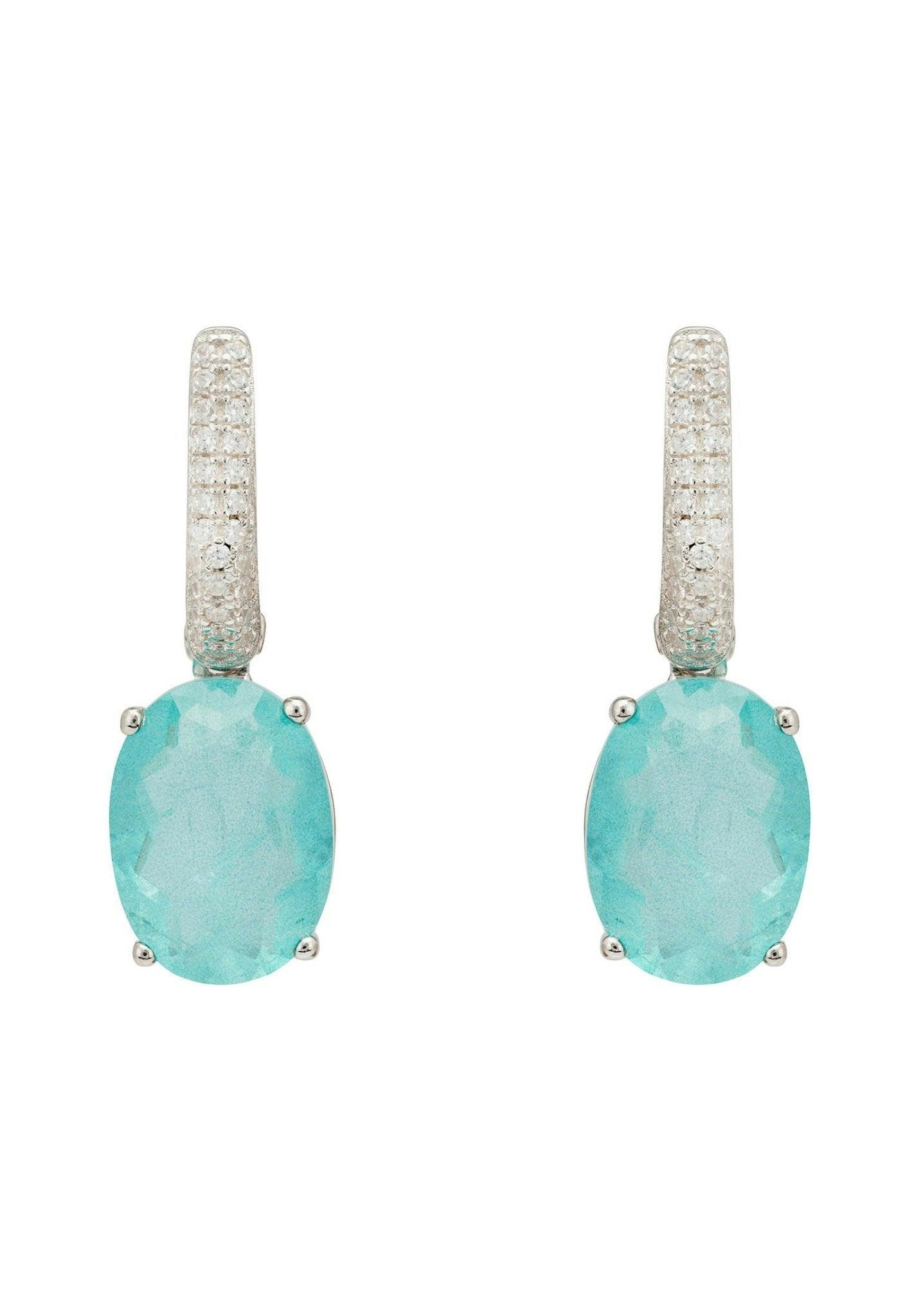 Latelita Silver Alexandra Oval Drop Earrings Paraiba Tourmaline