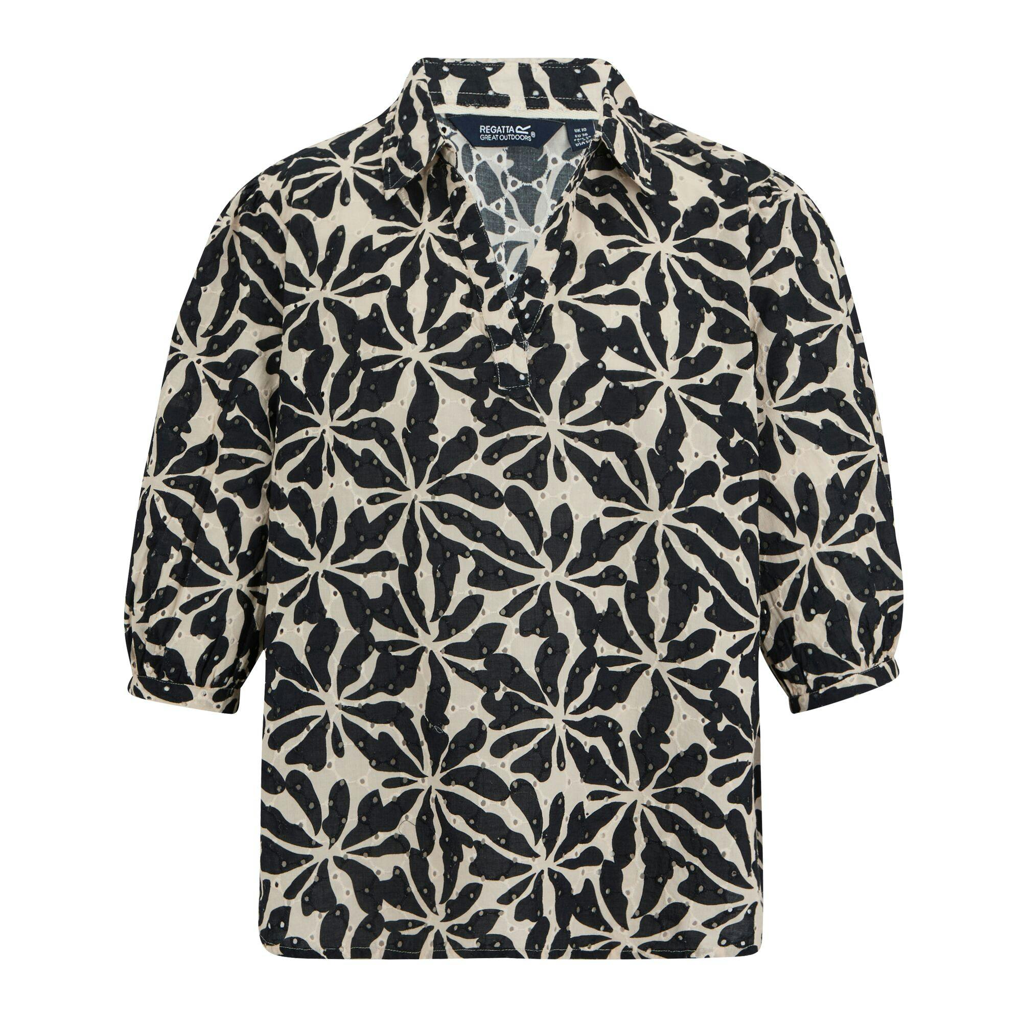 Regatta Women's Long-Sleeve Abstract Floral Cotton Shirt in Cream Size 14 - Image 2