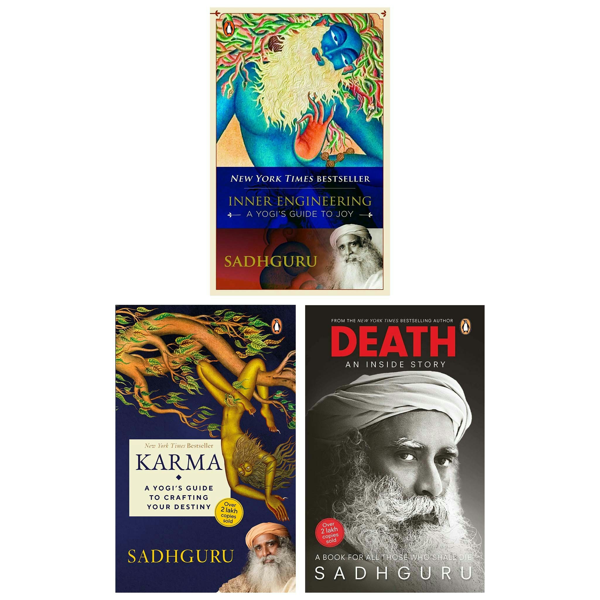 Puffin Sadhguru: A Yogi's Guide Collection Books Set (Inner Engineering, Karma, Death) Size 3