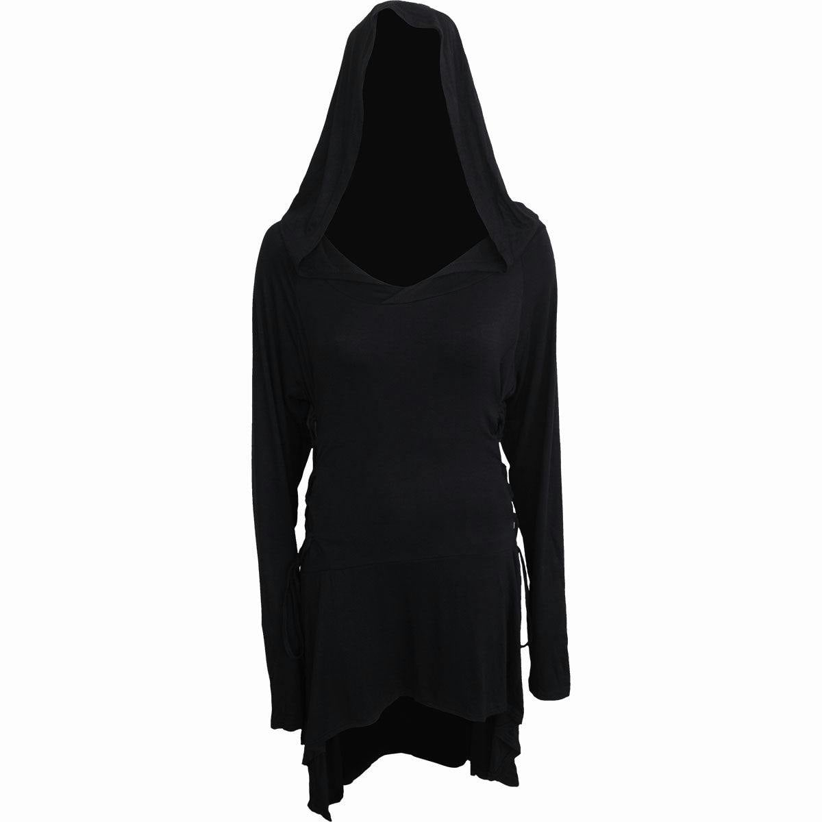 Spiral Direct Black Gothic Elegance - Widow Gothic Hooded Dress - S - Spi - Spi